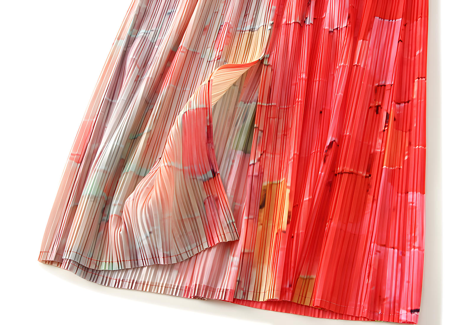 Miyaki Fold Self-Texture Back Slit Gradient Skirt - 0835_RED