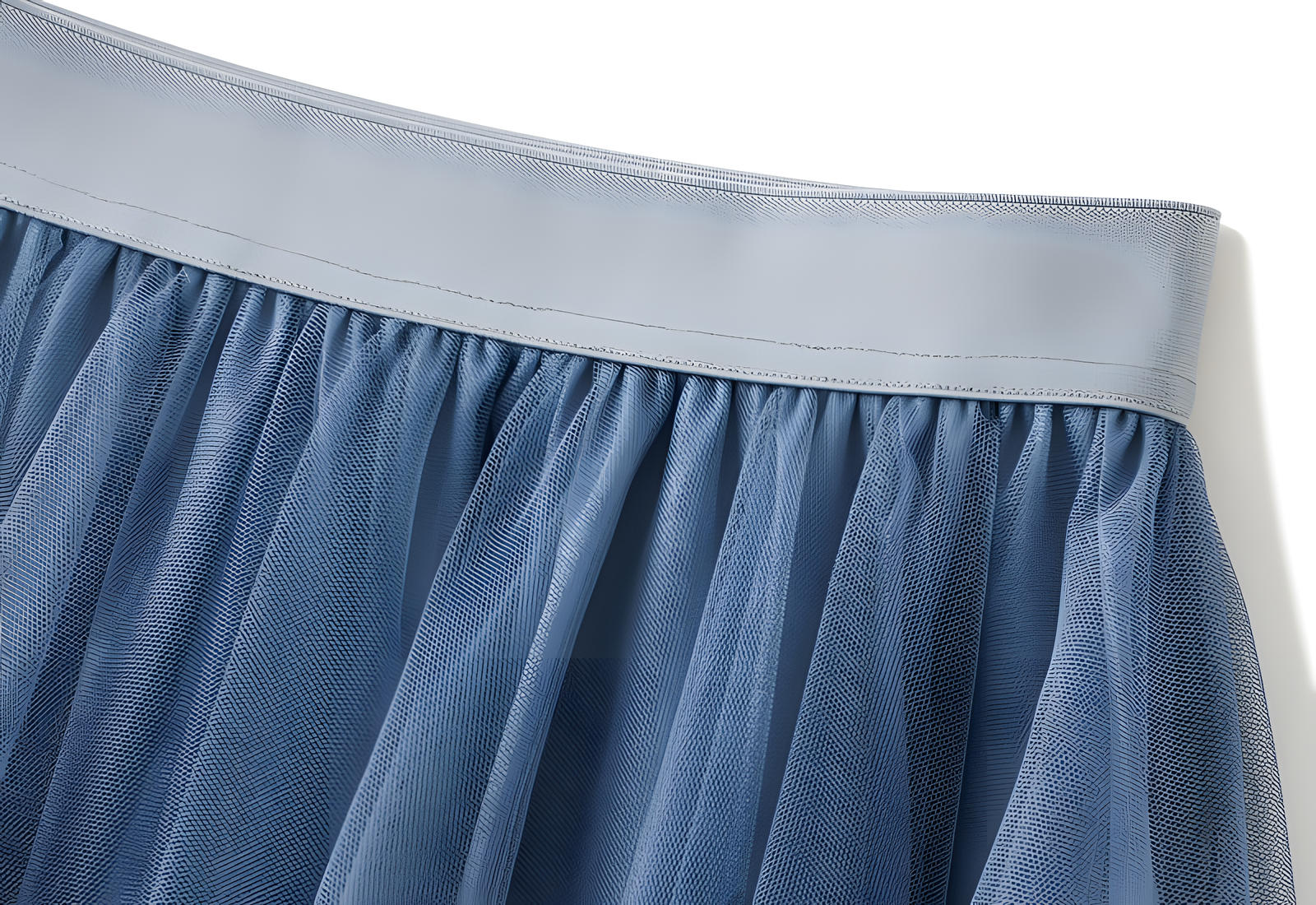 Mesh Multilayer Gradient Short Skirt With Satin Lining - 1365_Denim Blue