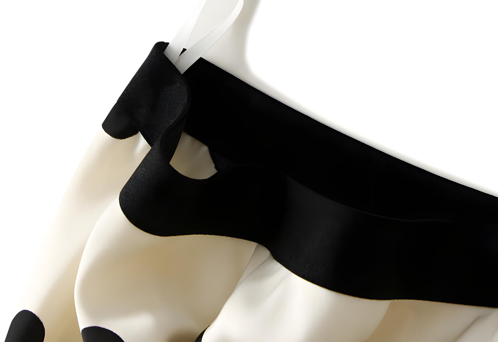 Polka Dot Retro A Line Satin Skirt - 9830_Big_WHITE