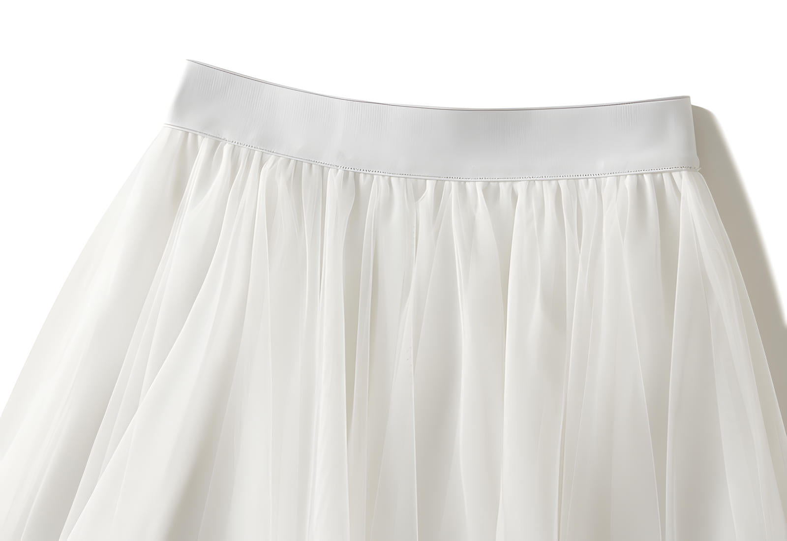 Mesh Multilayer Short Skirt With Satin Lining - A013_WHITE