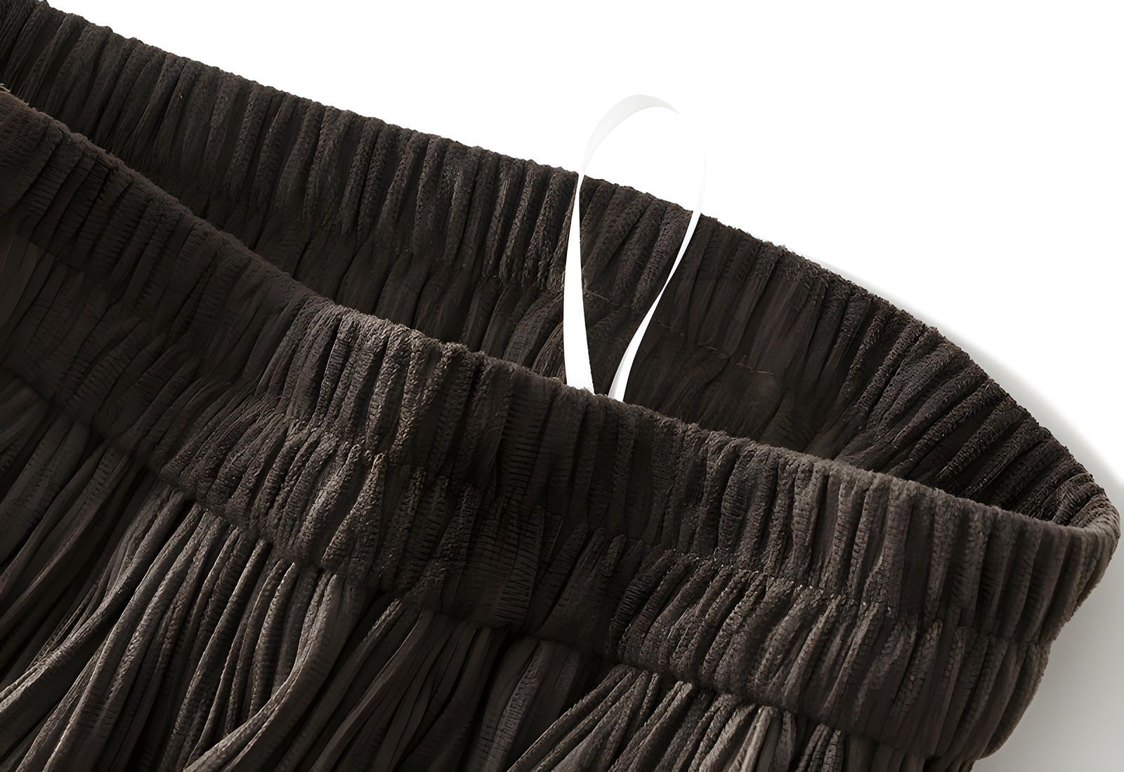 Micro Pleated Velvet A - Line Retro Skirt in Khaki - 1911_KHAKI