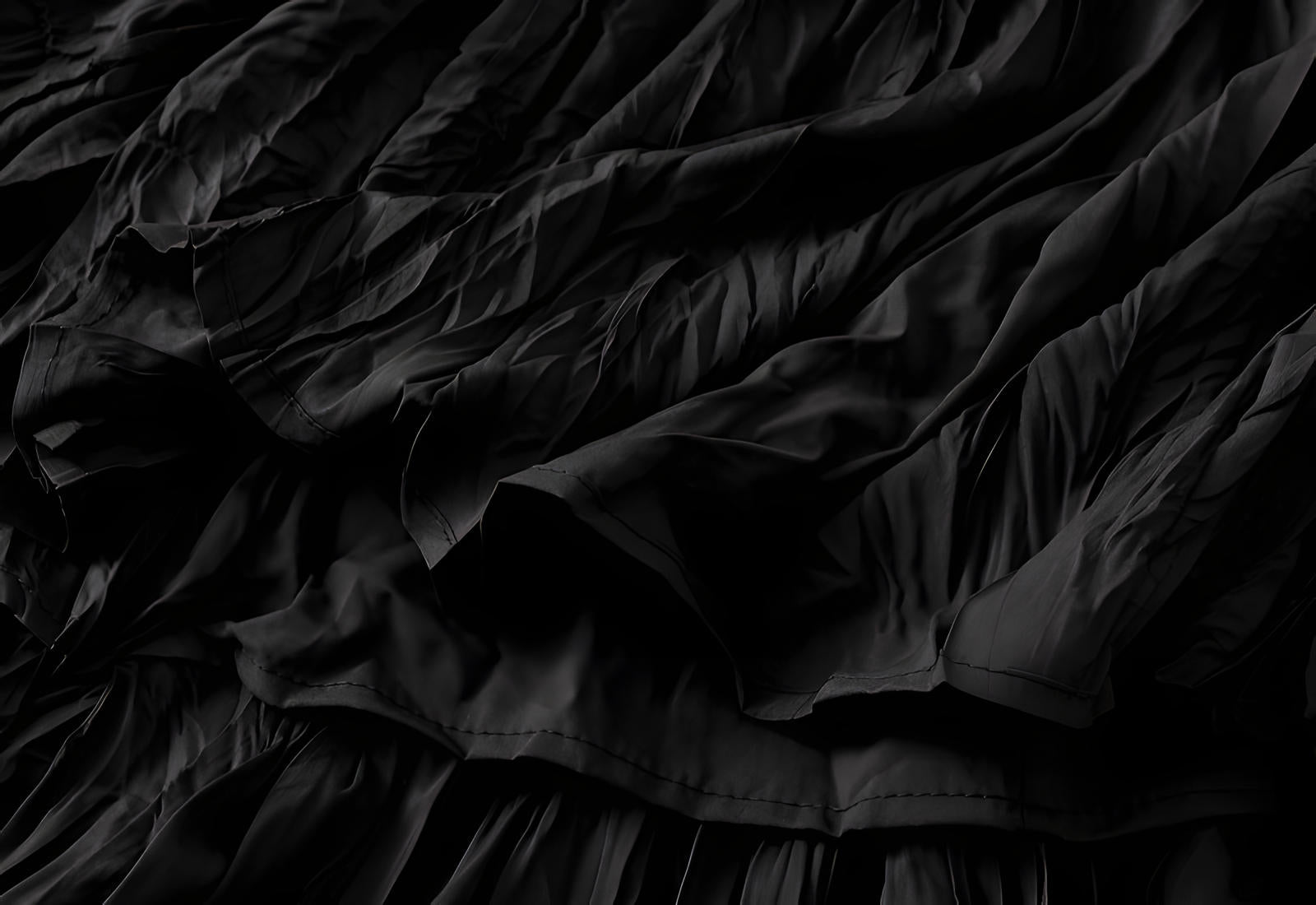 Crushed Self Design Pleated A-Line Skirt	- 0323_BLACK