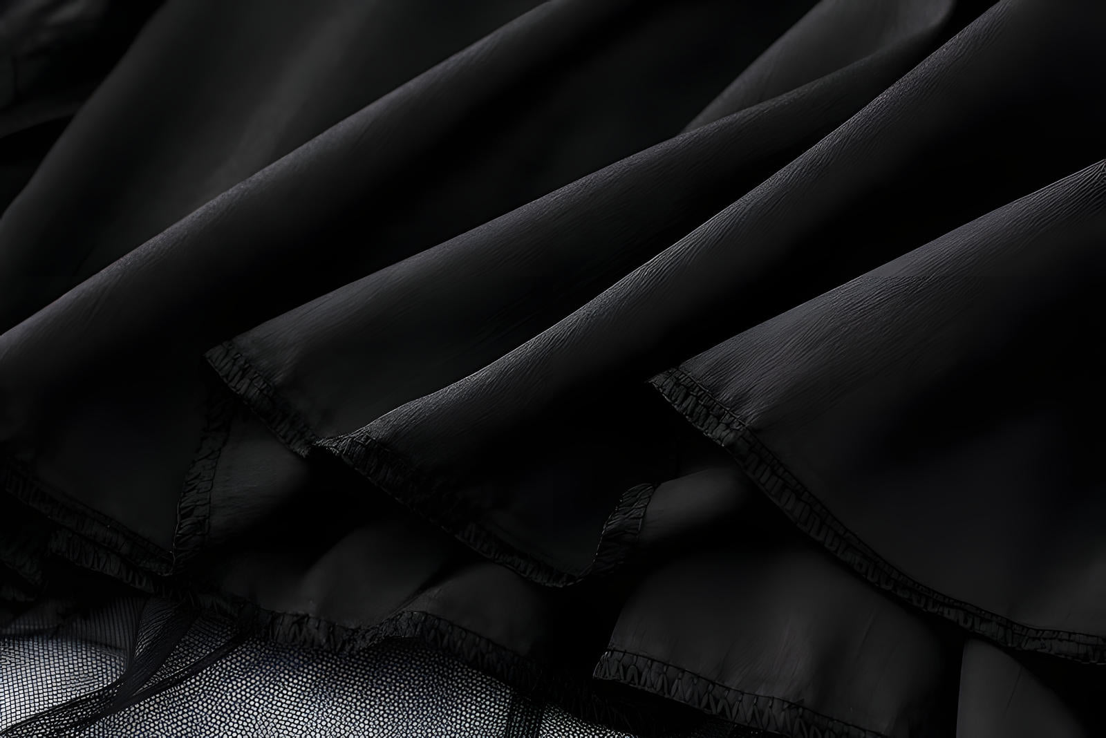 Multitier Irregular Mesh Black Skirt - 8621_BLACK