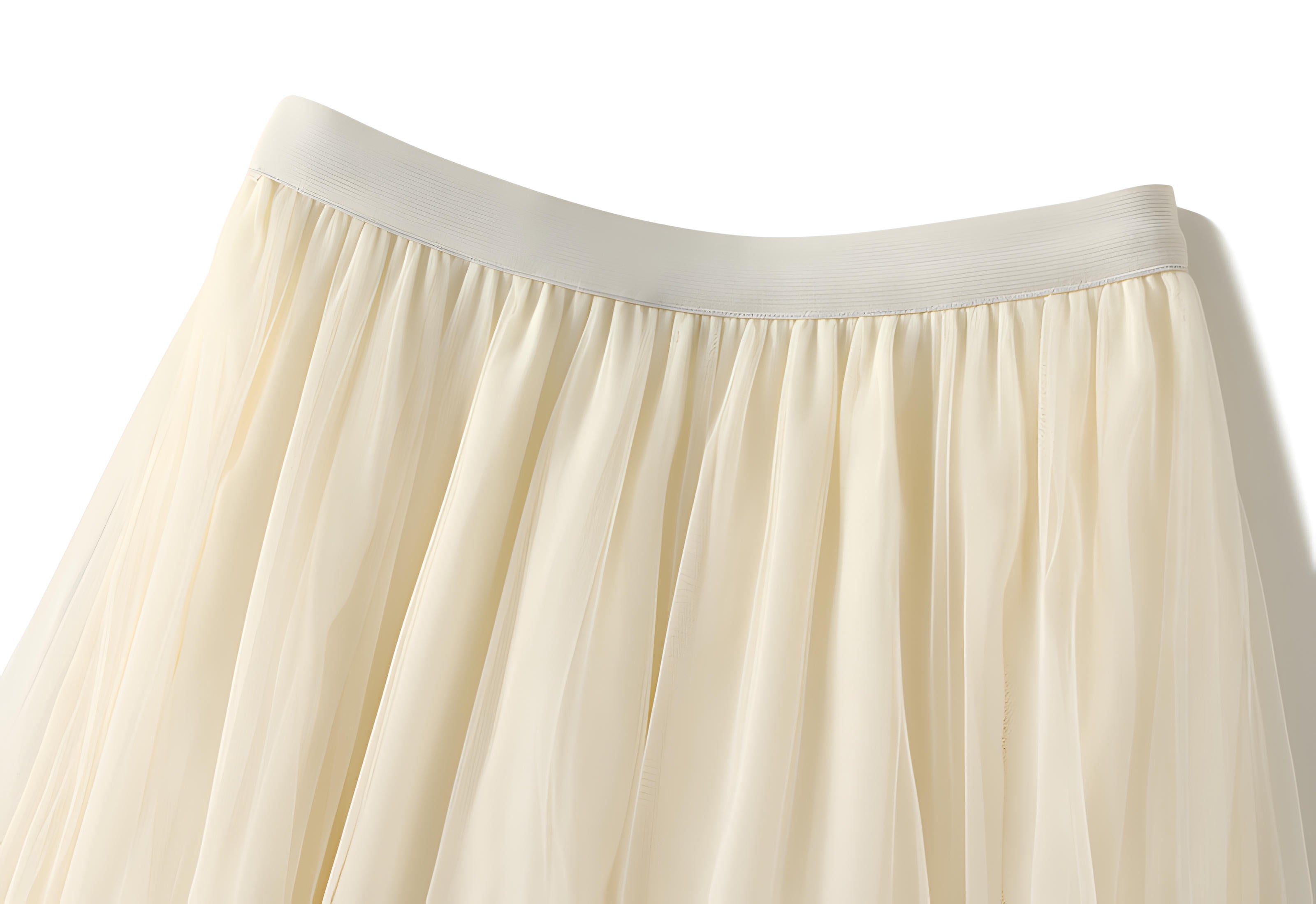 Extra large Hem Multilayer A-Line Mesh Skirt - 8023_APRICOT