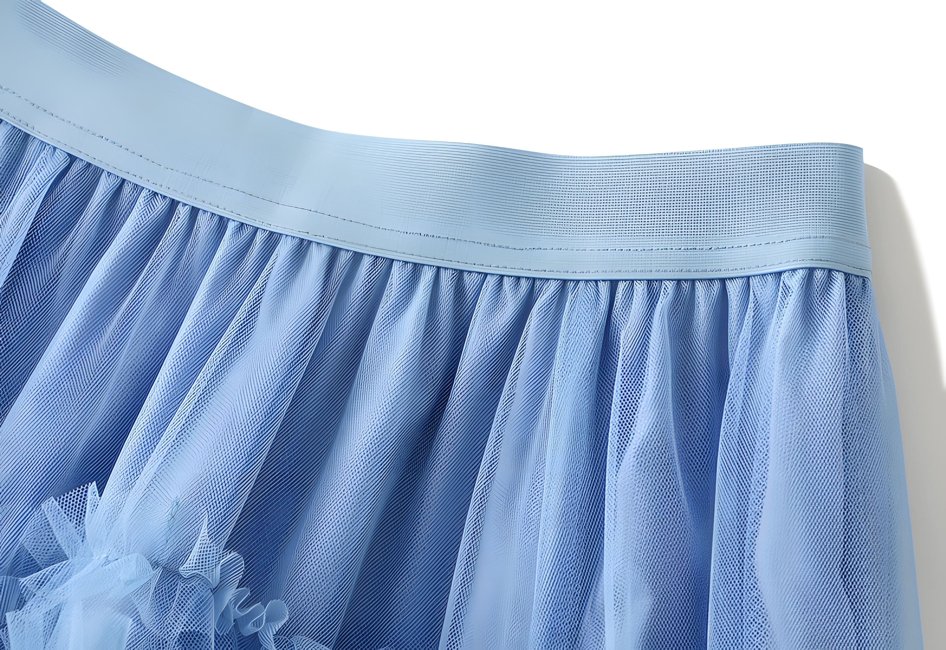 Heavy Mesh Gauze Skirt With Satin Lining - 1380_BLUE