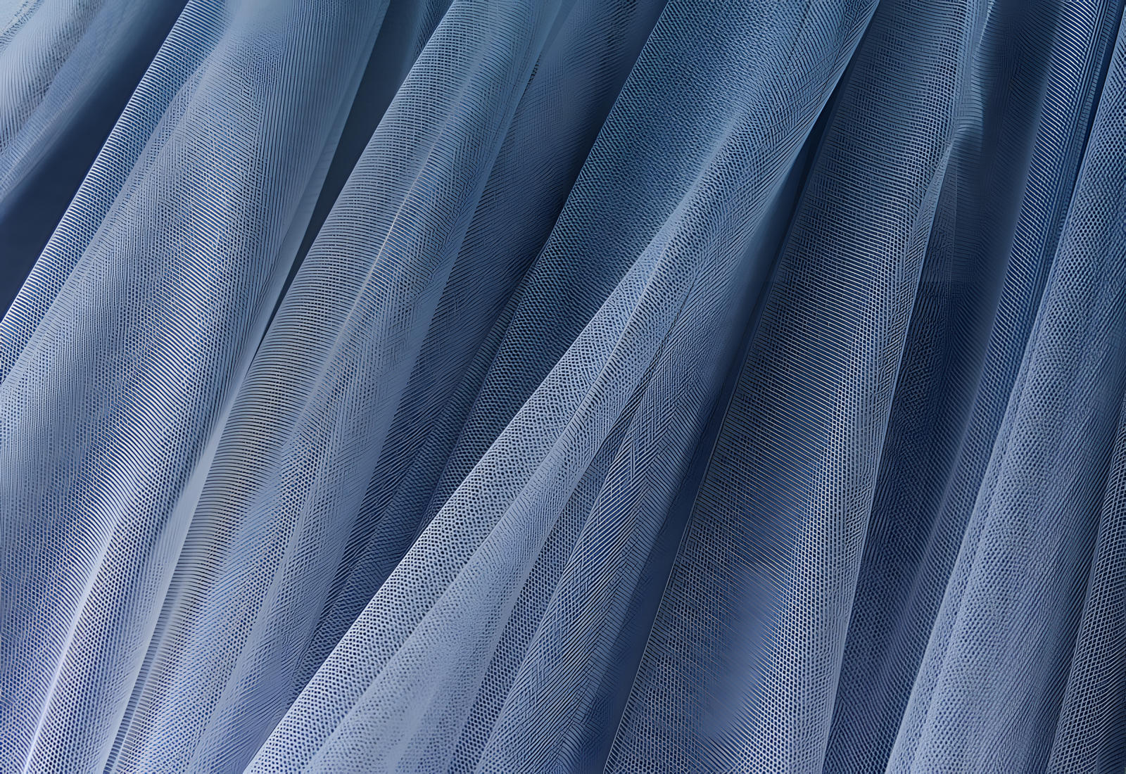 Mesh Multilayer Gradient Short Skirt With Satin Lining - 1365_Denim Blue