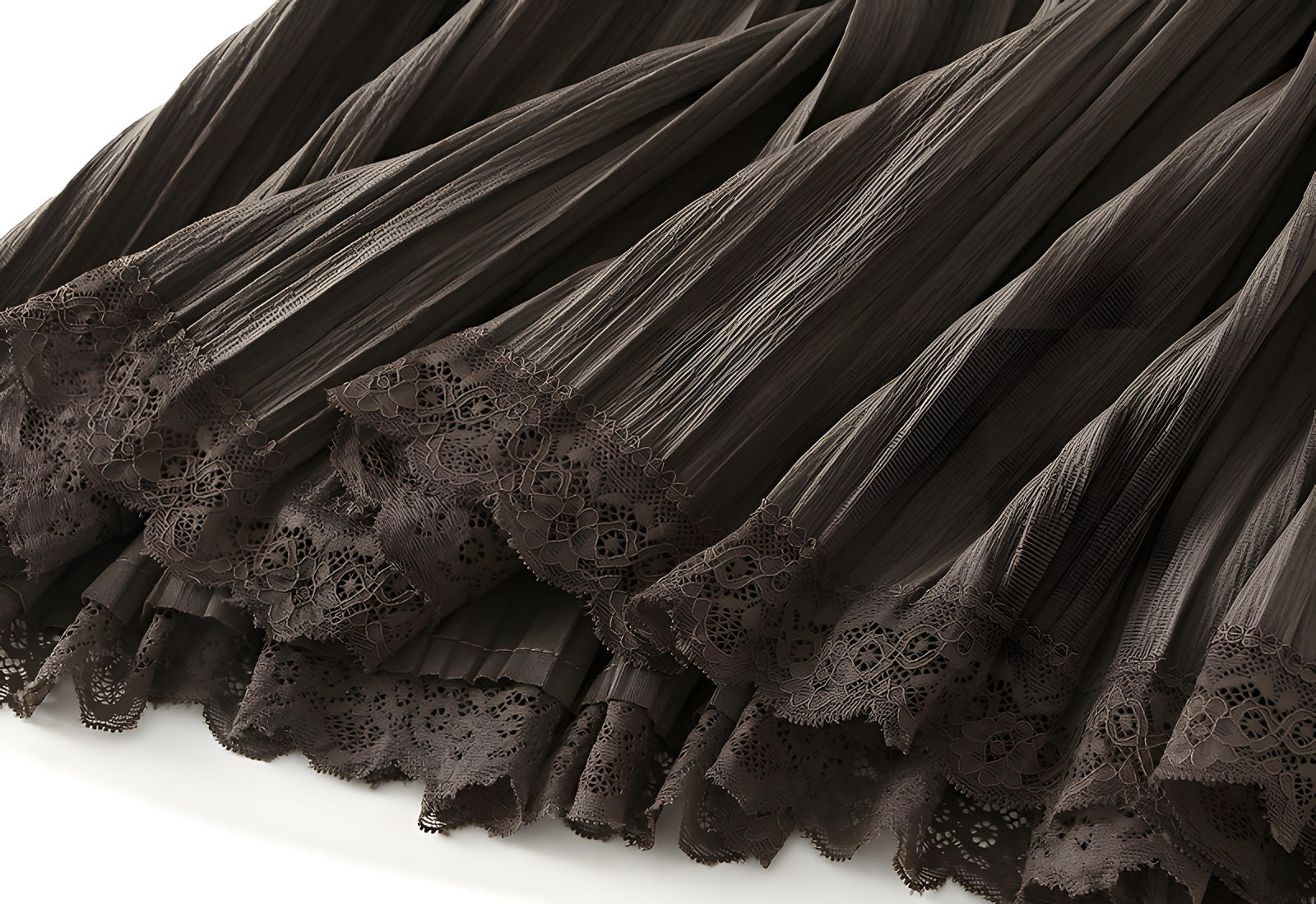 Micro Pleated Velvet A - Line Retro Skirt in Khaki - 1911_KHAKI