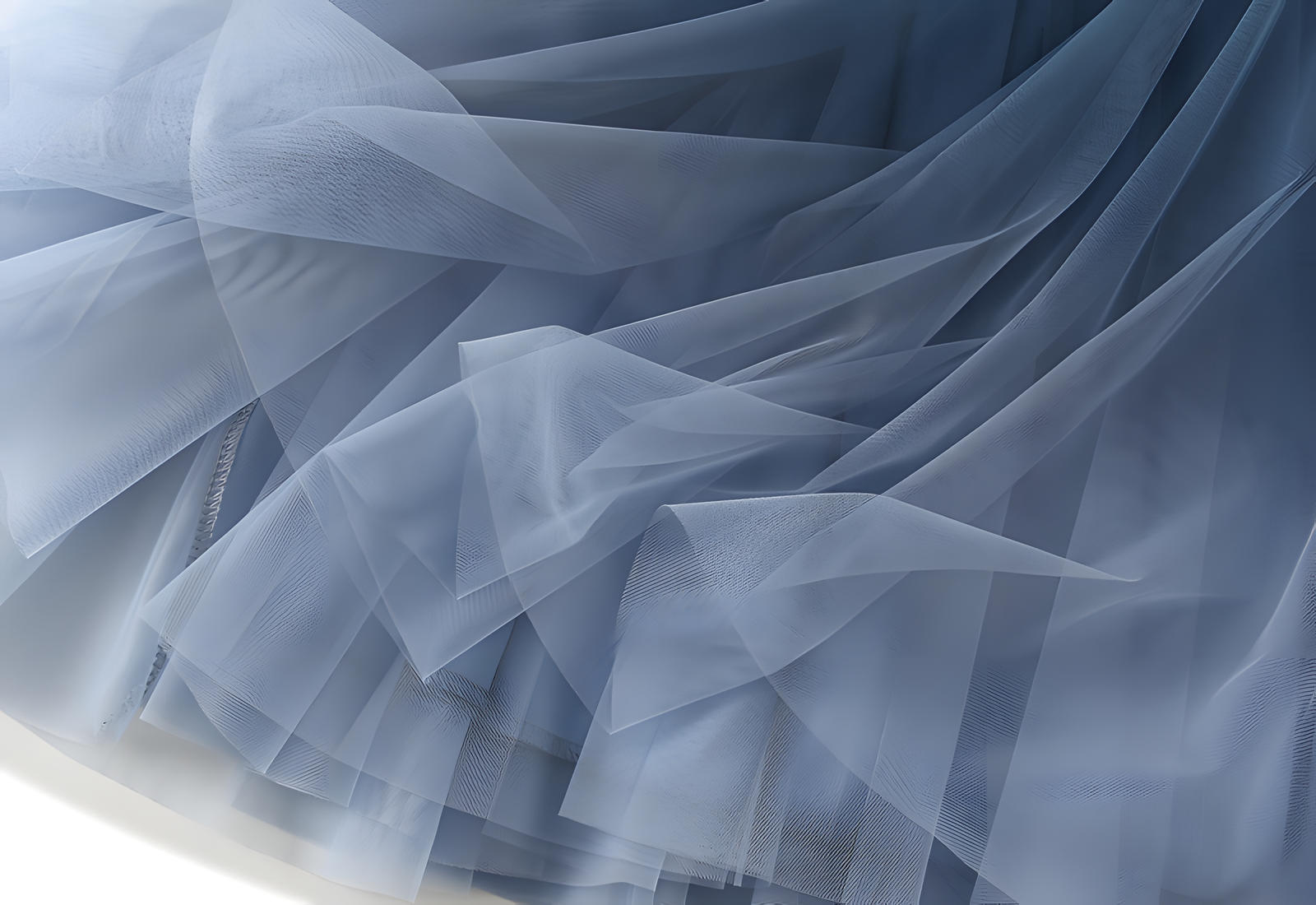 Mesh Multilayer Gradient Short Skirt With Satin Lining - 1365_Denim Blue