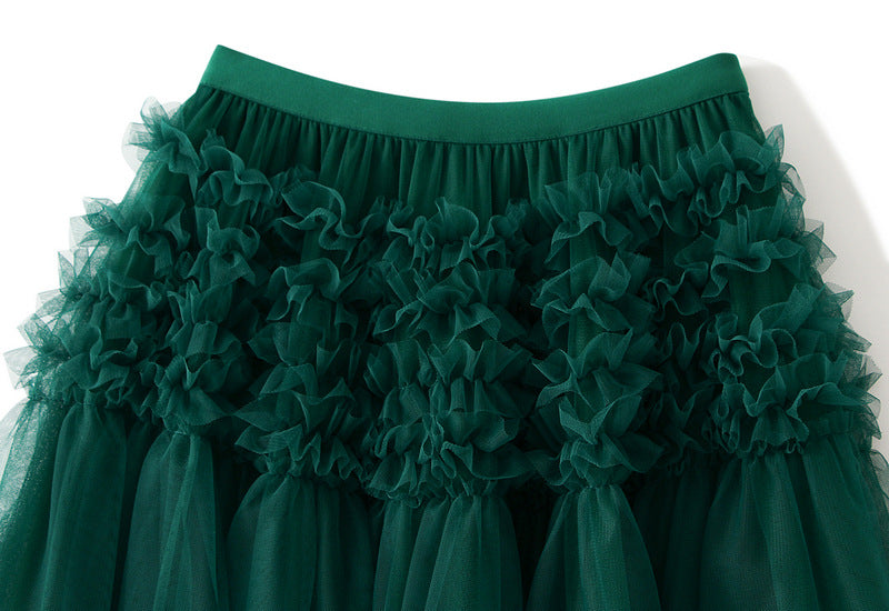 Whimsical Charm Layered Mesh Skirt - 1511_GREEN