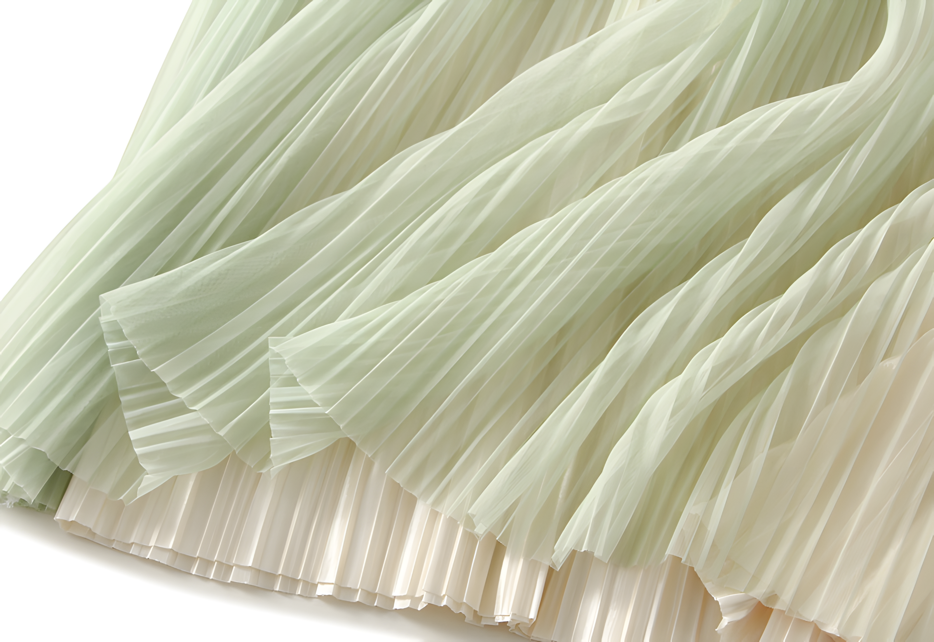 Elegant Luxury Gradient Multilayer A-Line Mesh Skirt - 0872_GREEN