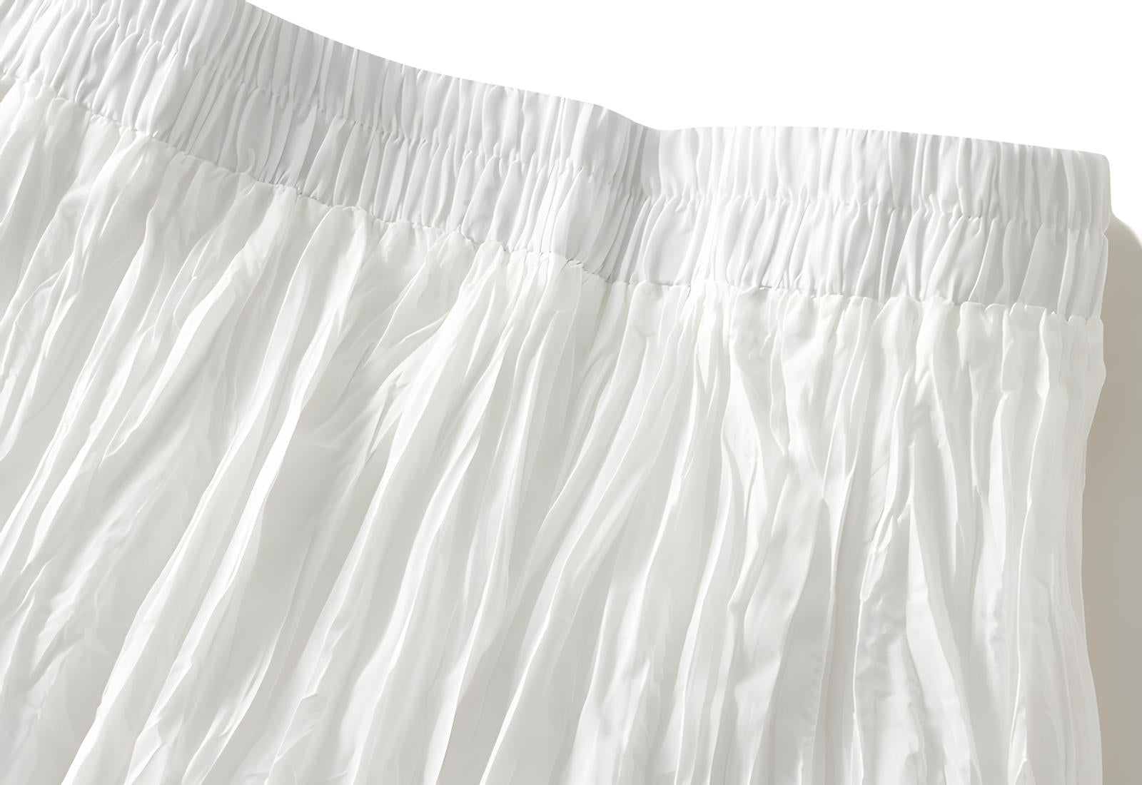 Crushed Self Design Pleated A-Line Skirt	- 0323_WHITE