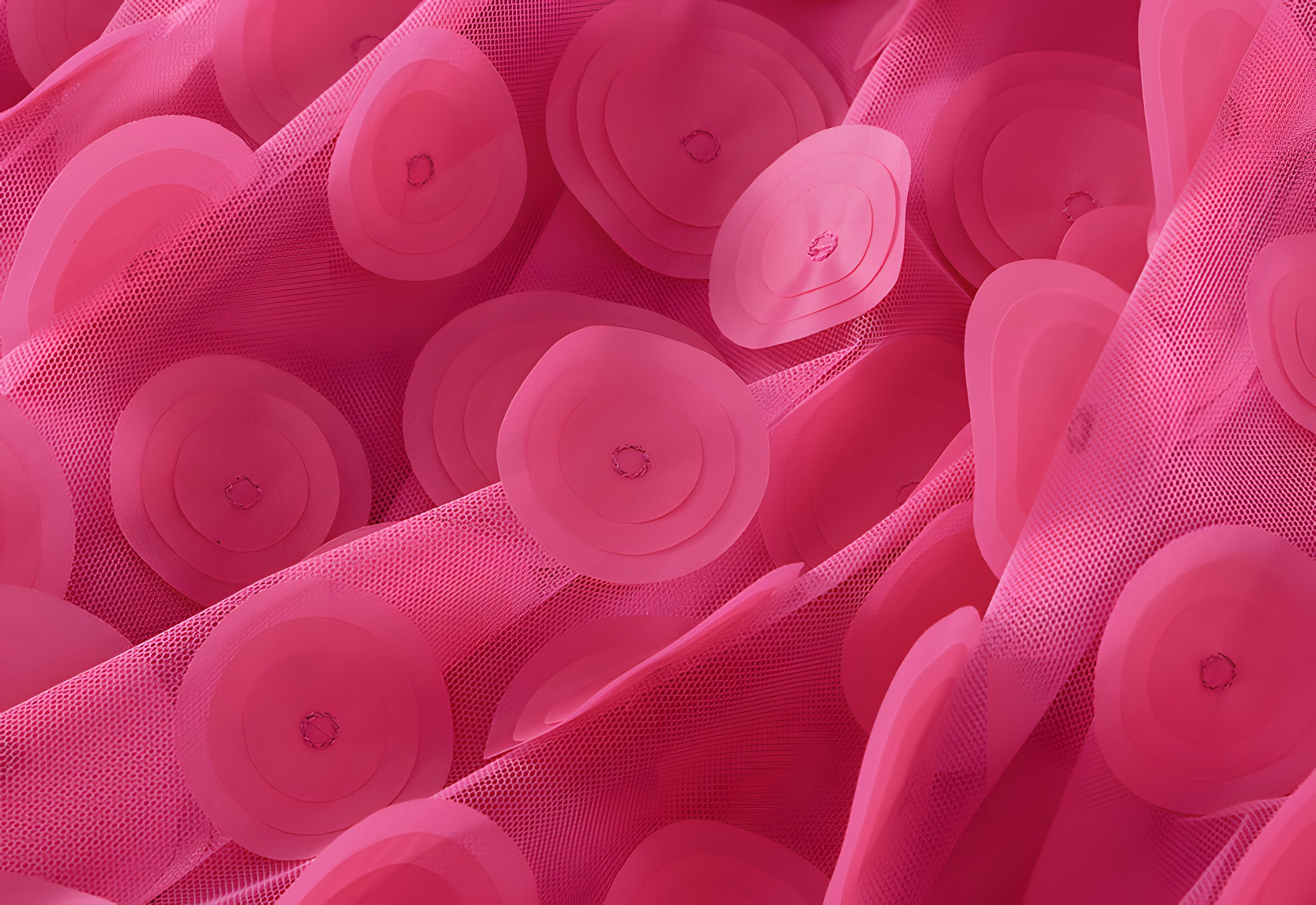 Polka Dot Hepburn Style Umbrella Mesh Skirt - 0931_ROSE RED