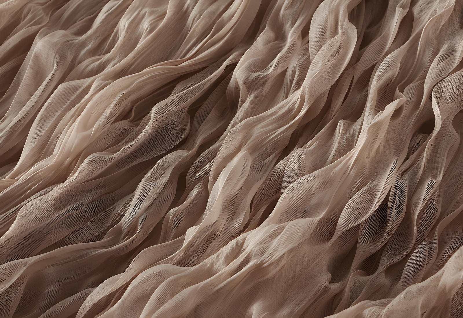 Multilayer Ripple Self Design A-Line Skirt	- J895_KHAKI