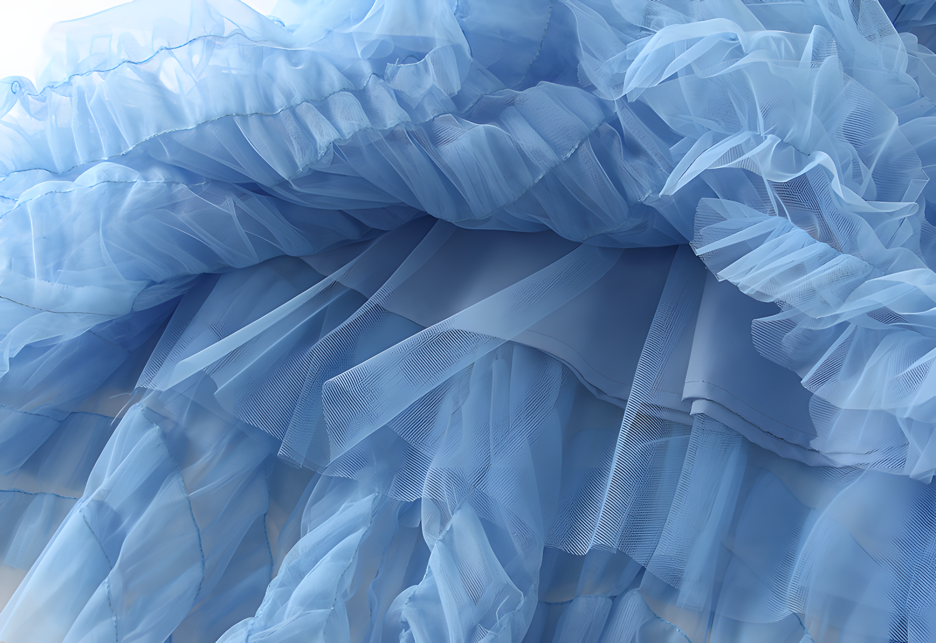 Heavy Mesh Gauze Skirt With Satin Lining - 1380_BLUE