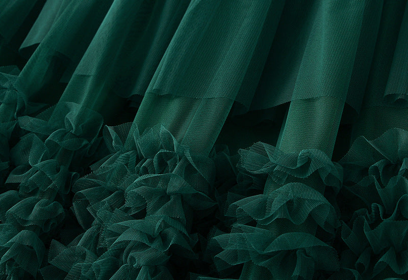 Whimsical Charm Layered Mesh Skirt - 1511_GREEN