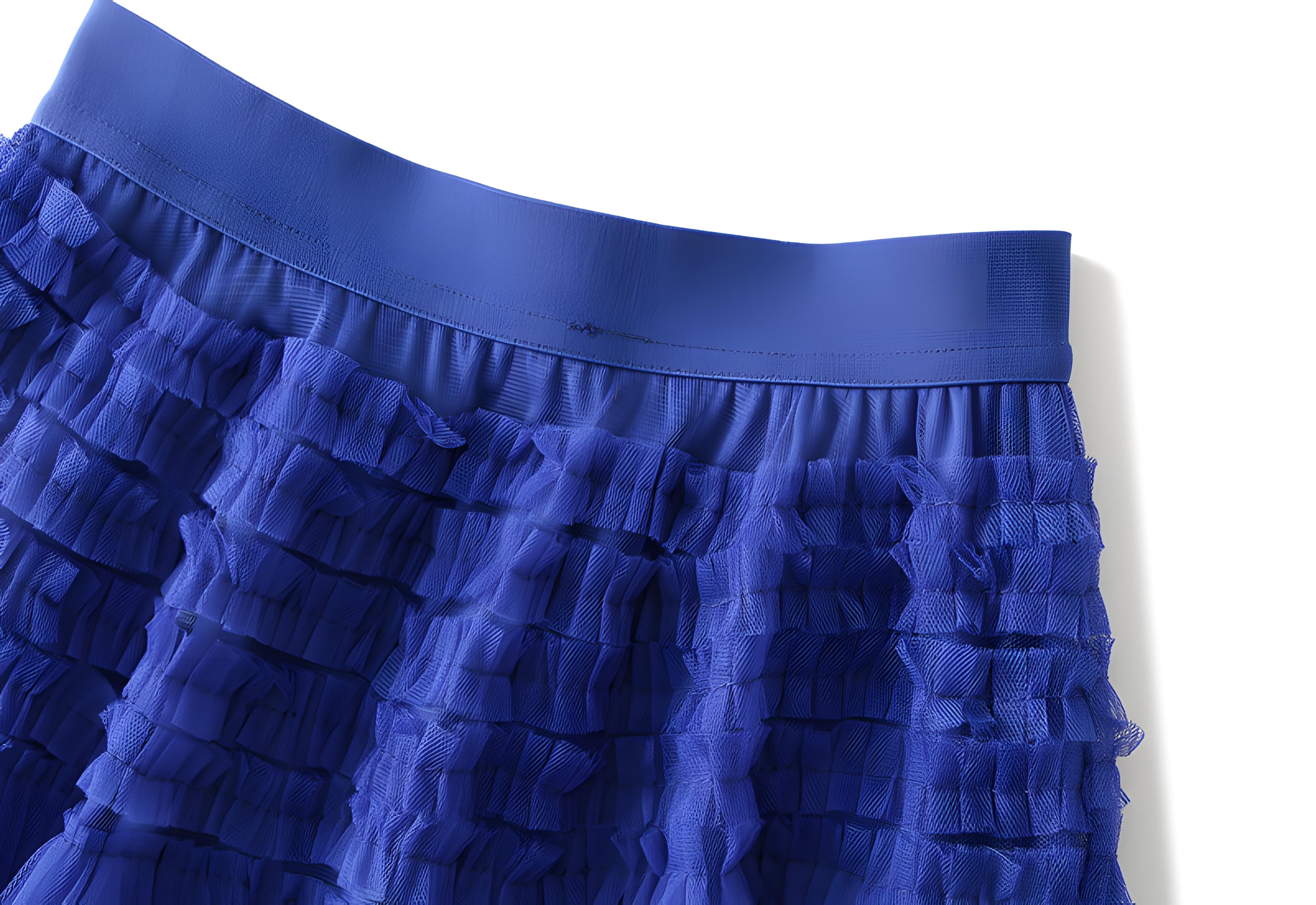 Heavy Mesh Gauze Multilayer Long Skirt With Satin Lining - 2210_SAPPHIRE