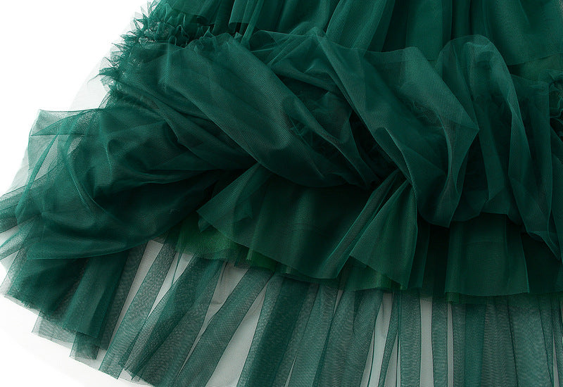 Whimsical Charm Layered Mesh Skirt - 1511_GREEN