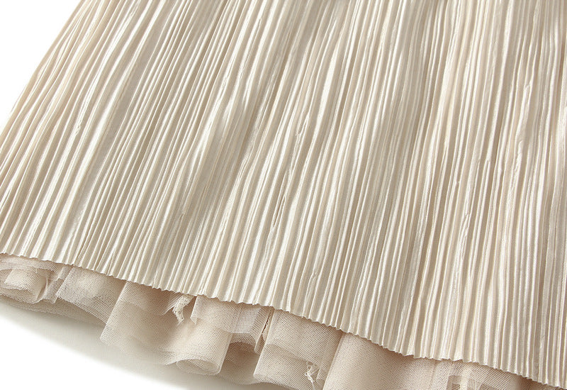 Double Sided Fishtail Gored Mesh Skirt - 1909_APRICOT