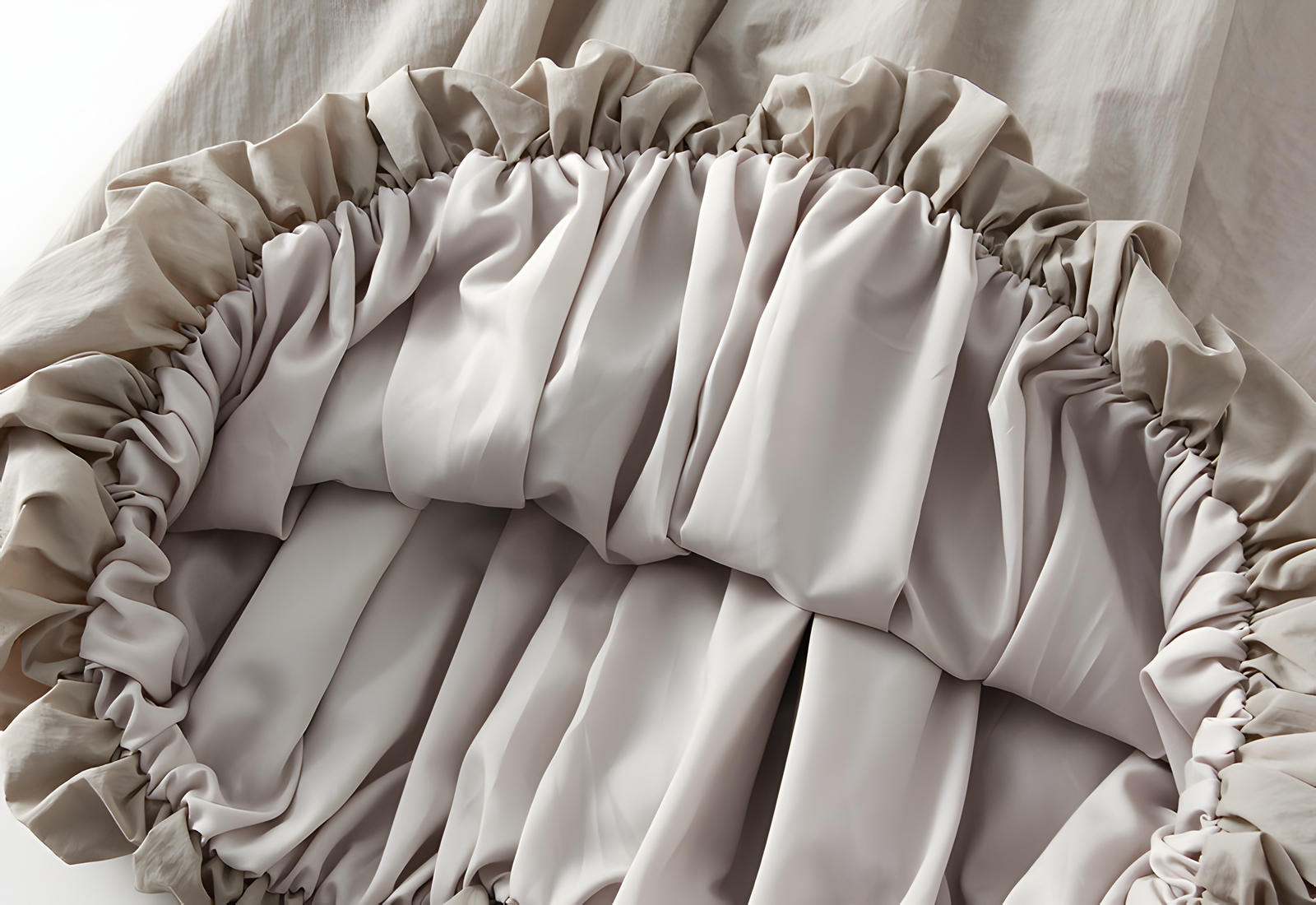 A-line High Waisted Mid Length Lantern Skirt With Both Side Pockets - 0503_KHAKI