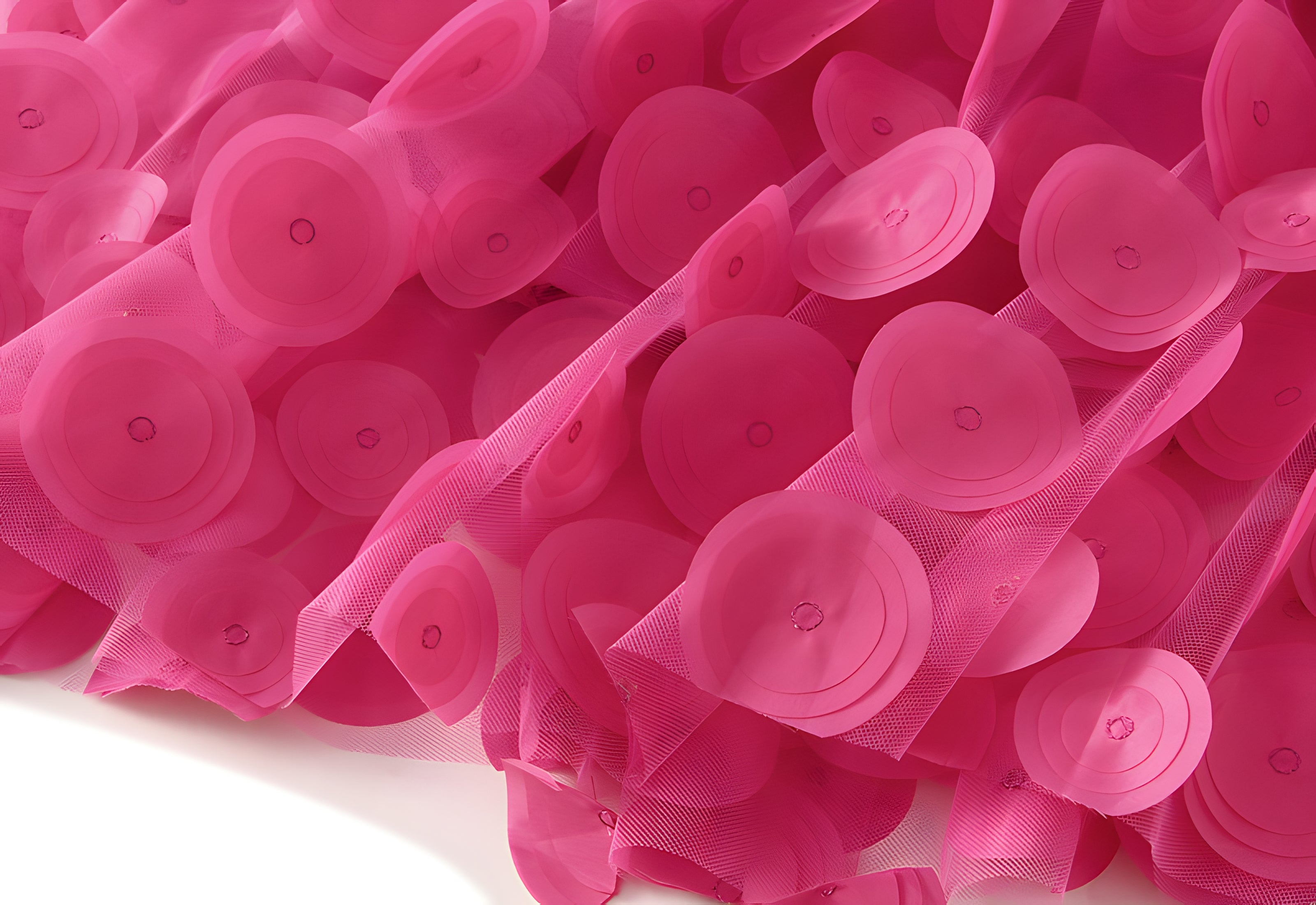 Polka Dot Hepburn Style Umbrella Mesh Skirt - 0931_ROSE RED