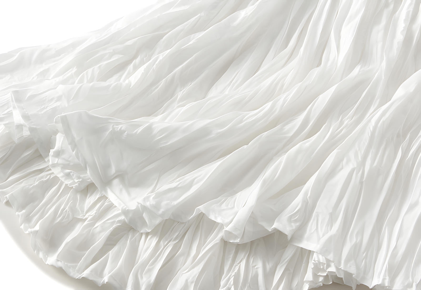 Crushed Self Design Pleated A-Line Skirt	- 0323_WHITE