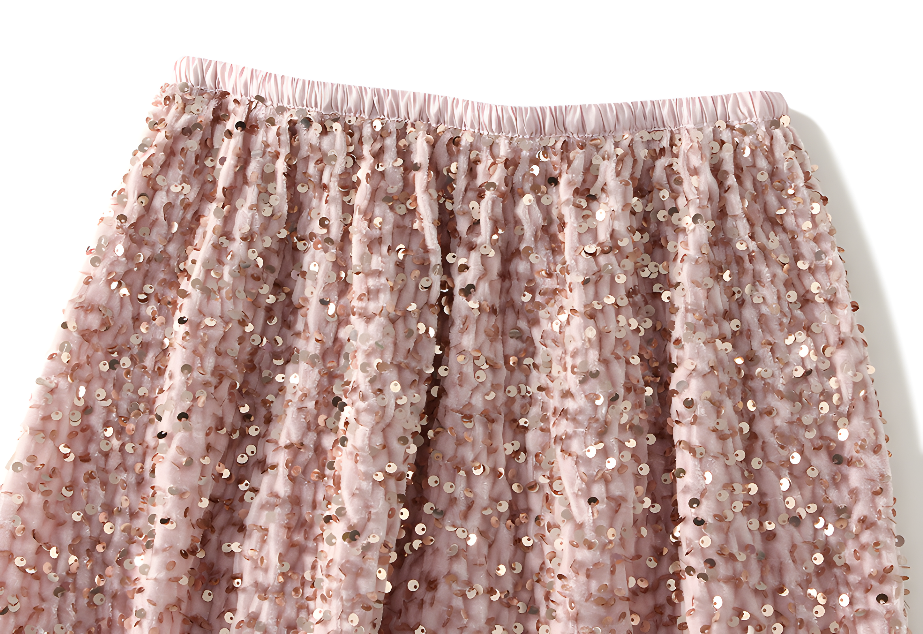 Heavy Sequinned Hip Skirt With Back Slit - D8035_PINK