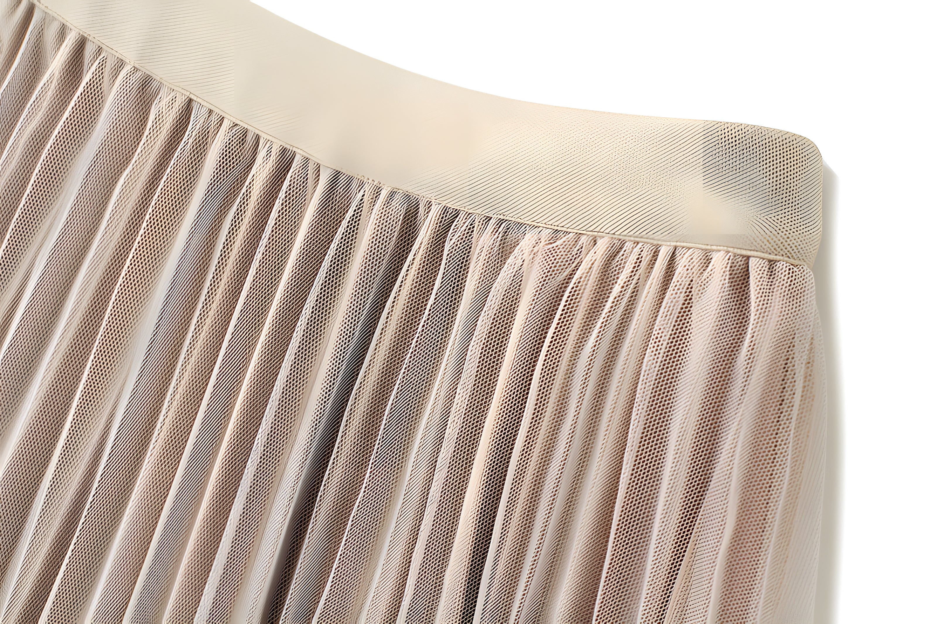 Velvet And Mesh Multilayer Pleated Skirt - 3319_APRICOT