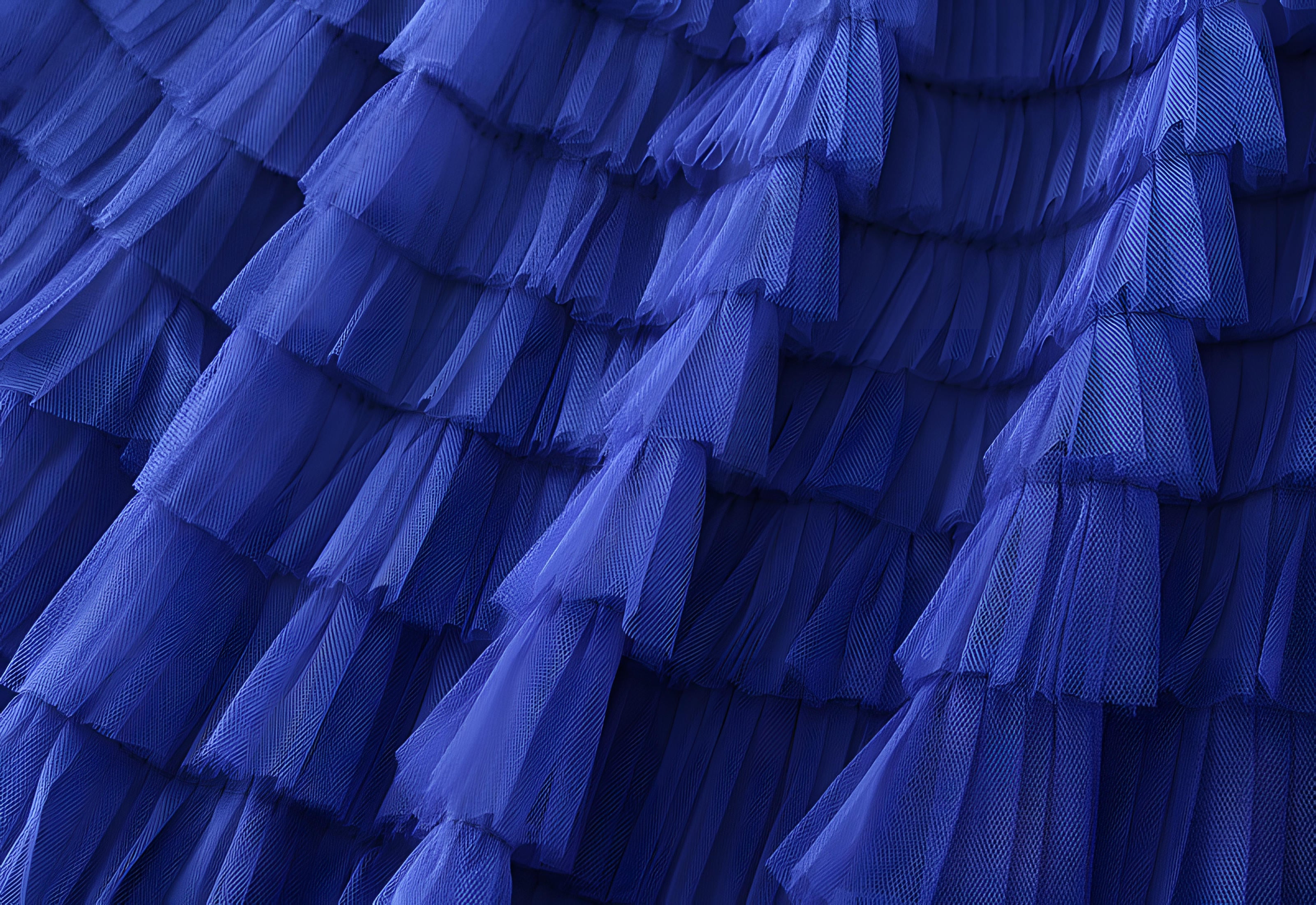 Heavy Mesh Gauze Multilayer Long Skirt With Satin Lining - 2210_SAPPHIRE