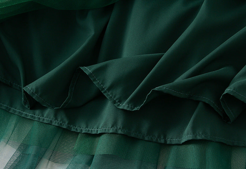 Whimsical Charm Layered Mesh Skirt - 1511_GREEN
