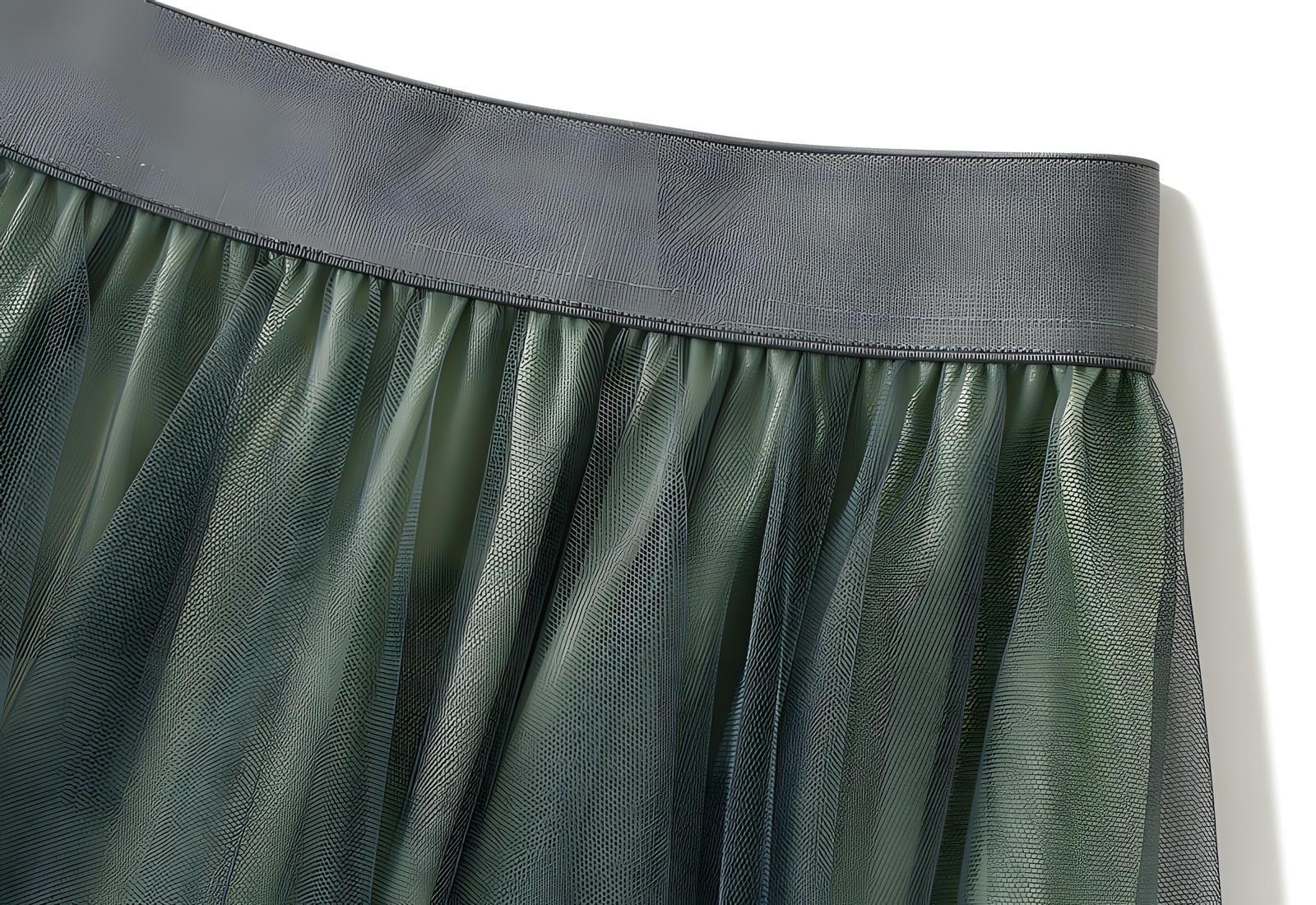 Mesh Multilayer Gradient Short Skirt With Satin Lining - 1365_GREEN