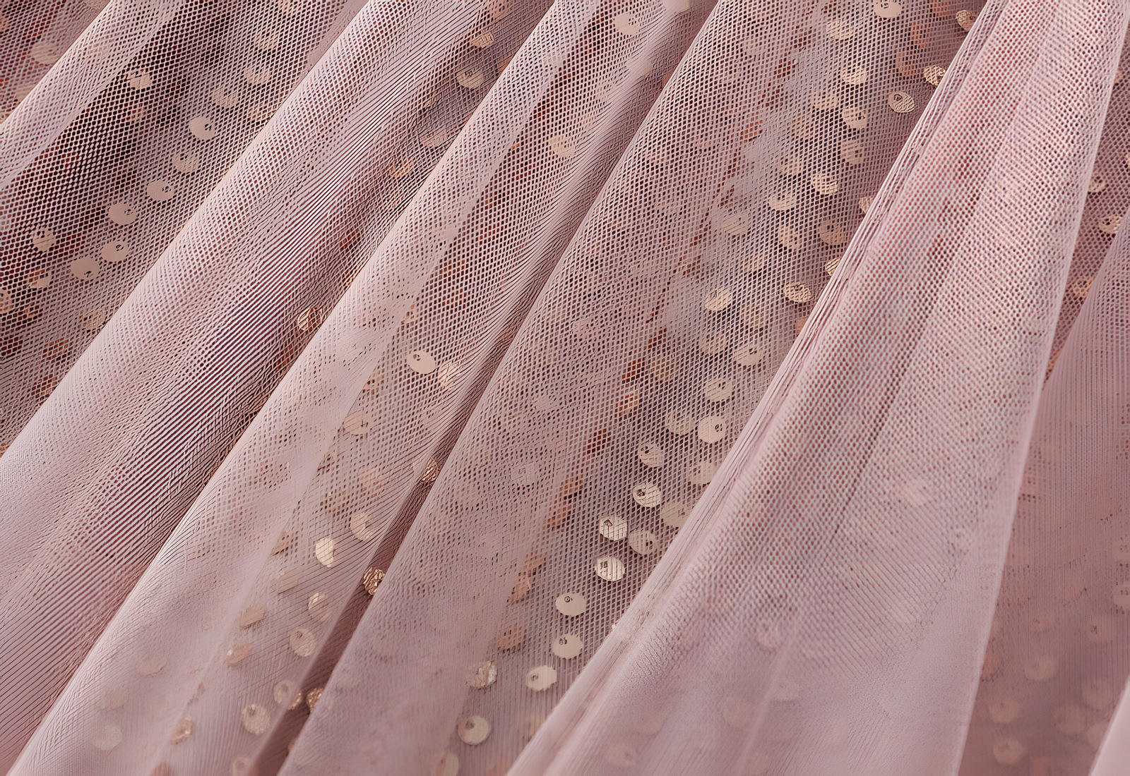 Multilayer Mesh and Sequinned A-Line Skirt with Satin Lining - K503_PINK