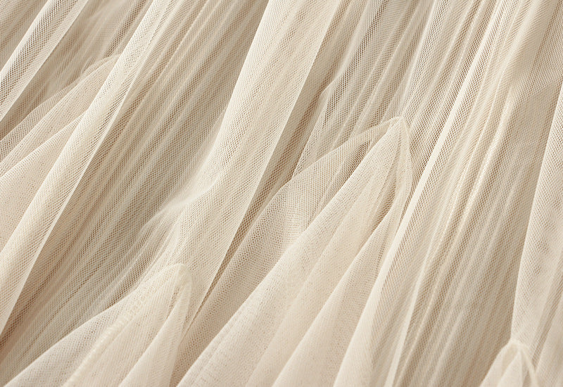 Double Sided Fishtail Gored Mesh Skirt - 1909_APRICOT