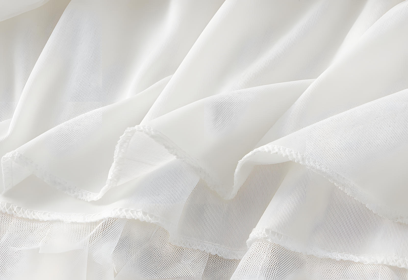 Mesh Gauze Vertical Ripples Short Skirt With Satin Lining - 1682_WHITE