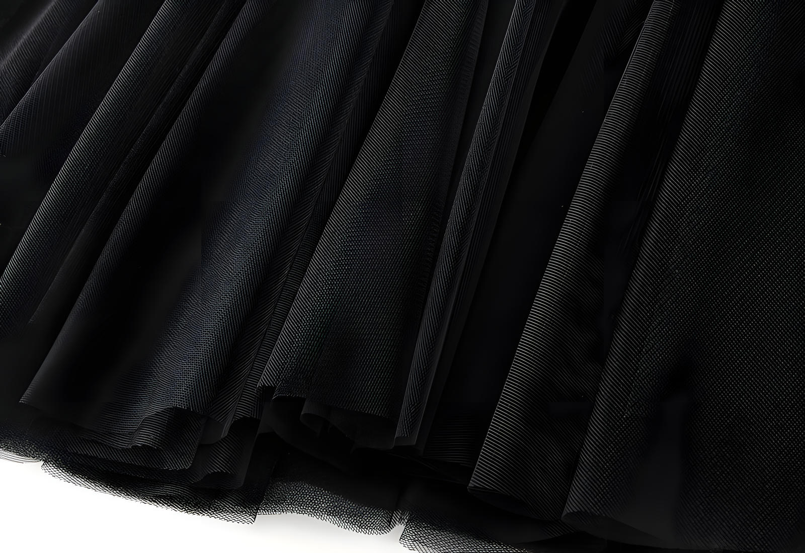 Mesh Multilayer Short Skirt With Satin Lining - A013_BLACK