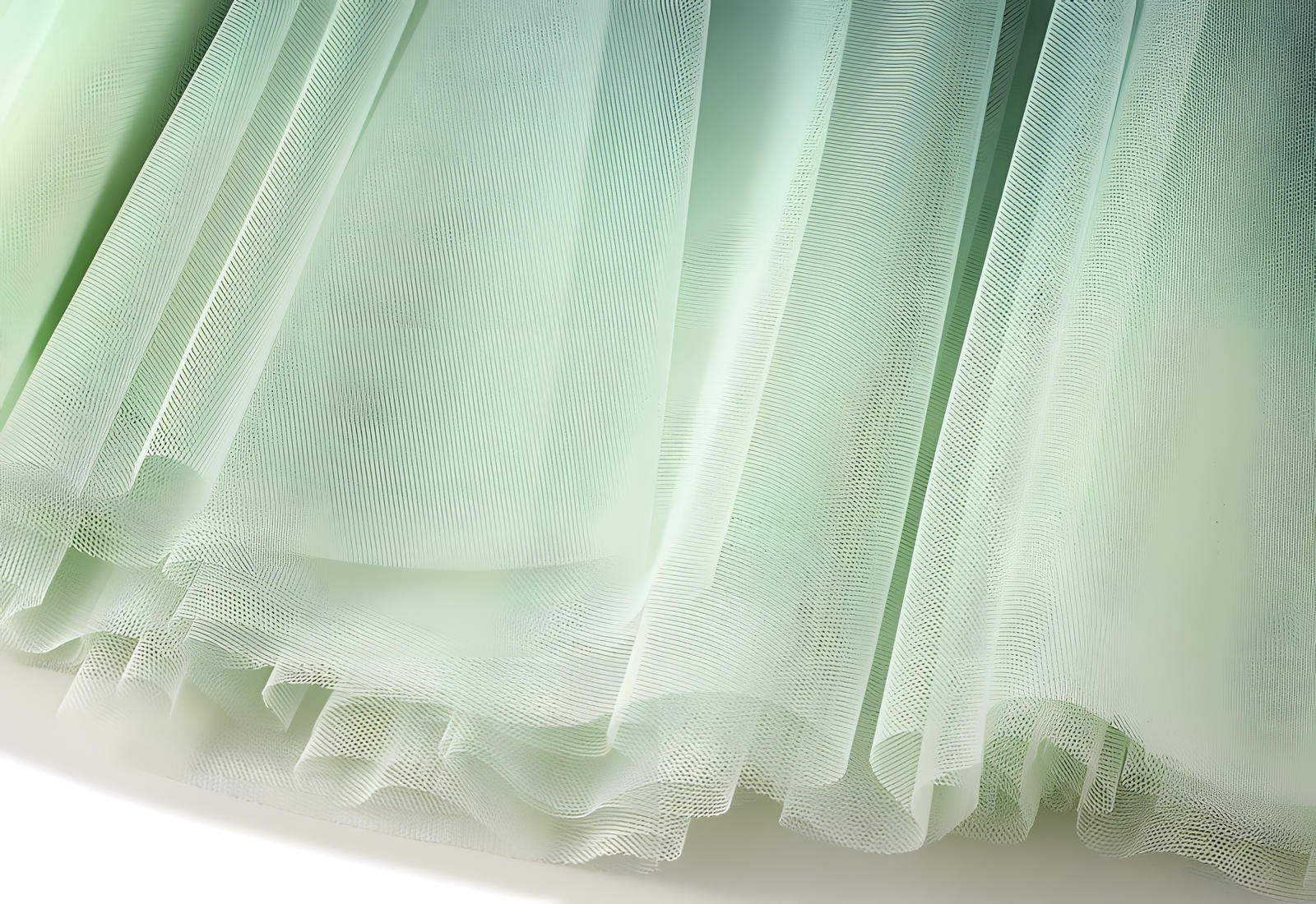 Mesh Multilayer Gradient Short Skirt With Satin Lining - 1365_GREEN