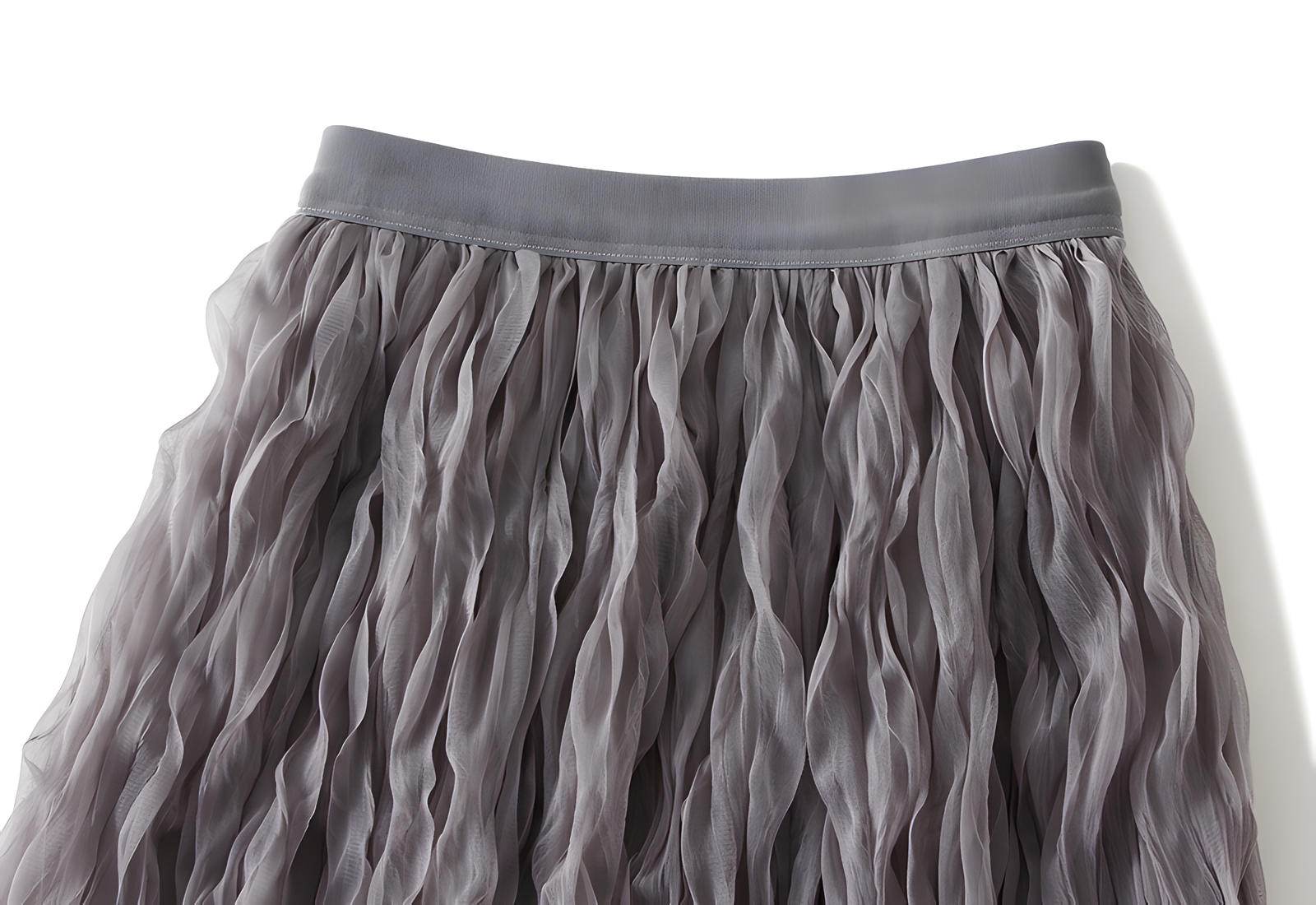 Multilayer Ripple Self Design A-Line Skirt	- J895_GRAY