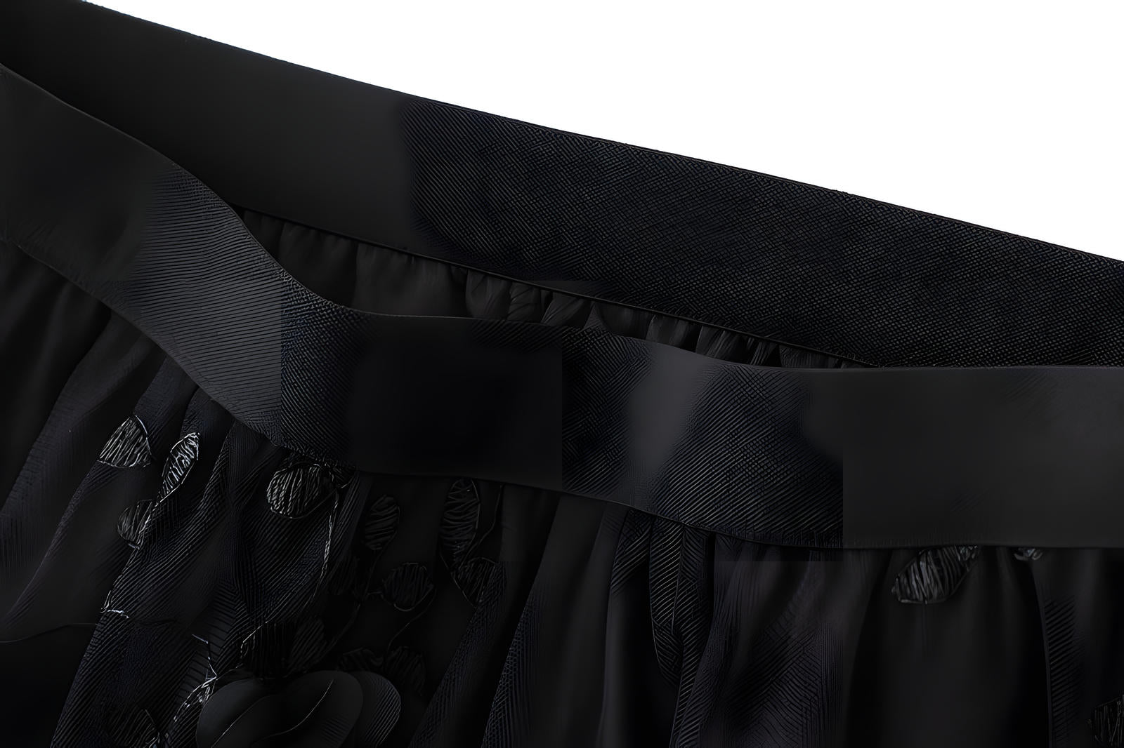 Flower Embellished and Embroidered Mesh A-Line Skirt With Satin Lining - 8692_BLACK