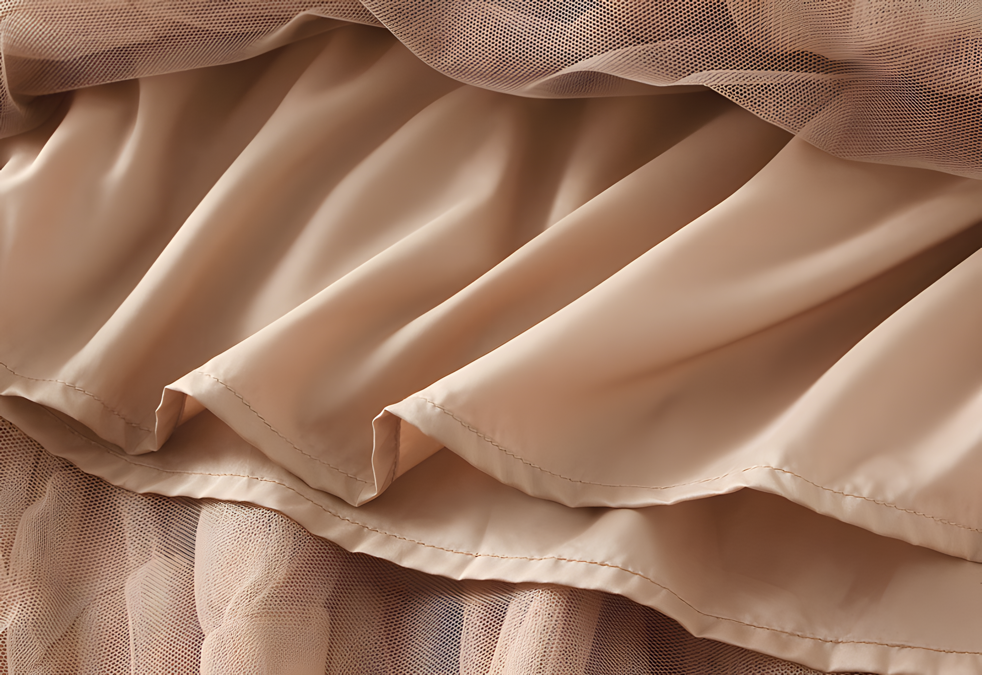 Heavy Mesh Gauze Skirt With Satin Lining - 1380_KHAKI