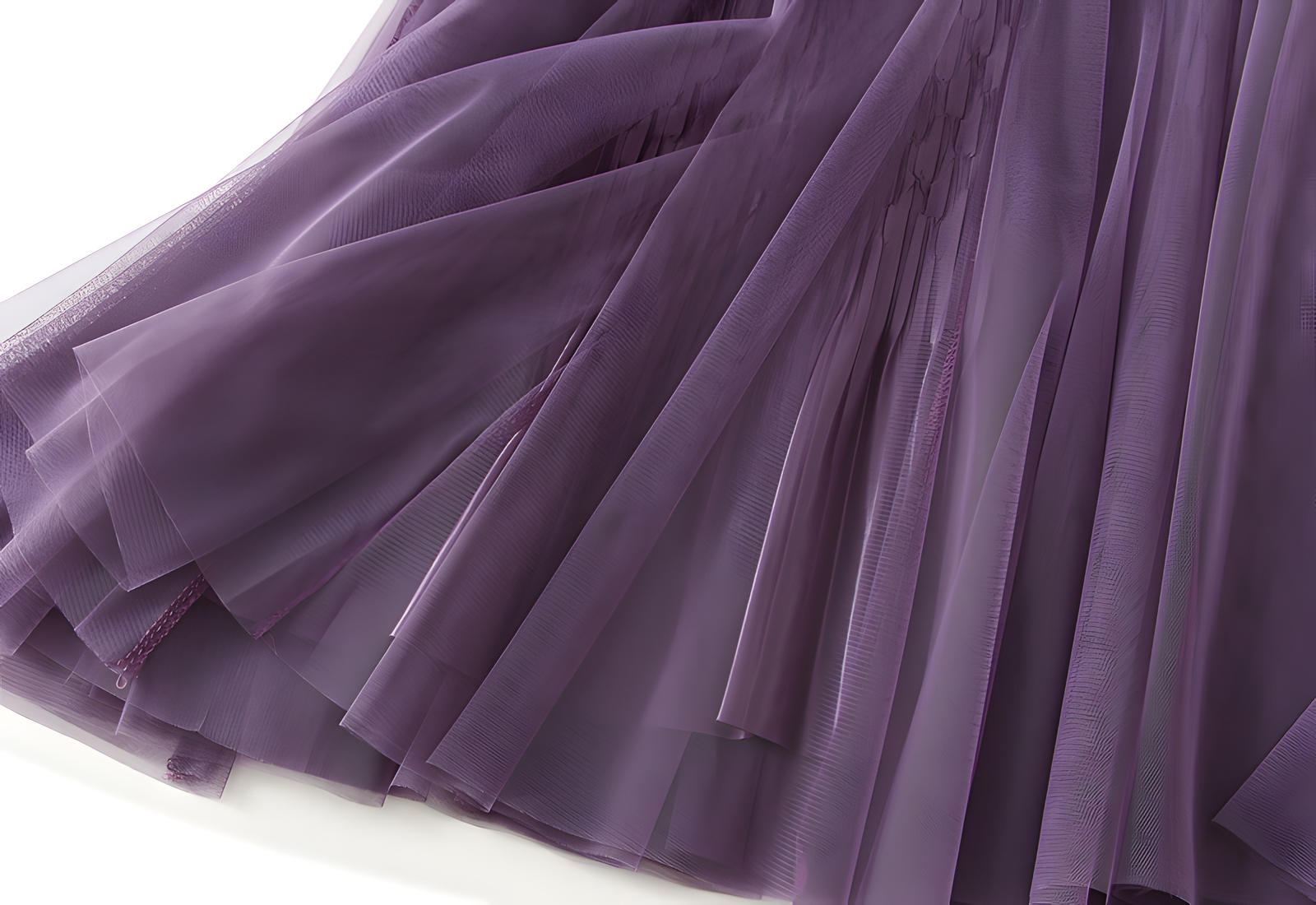 Mesh Multilayer Reversible Embossed Velvet Lining Skirt - 3613_PURPLE