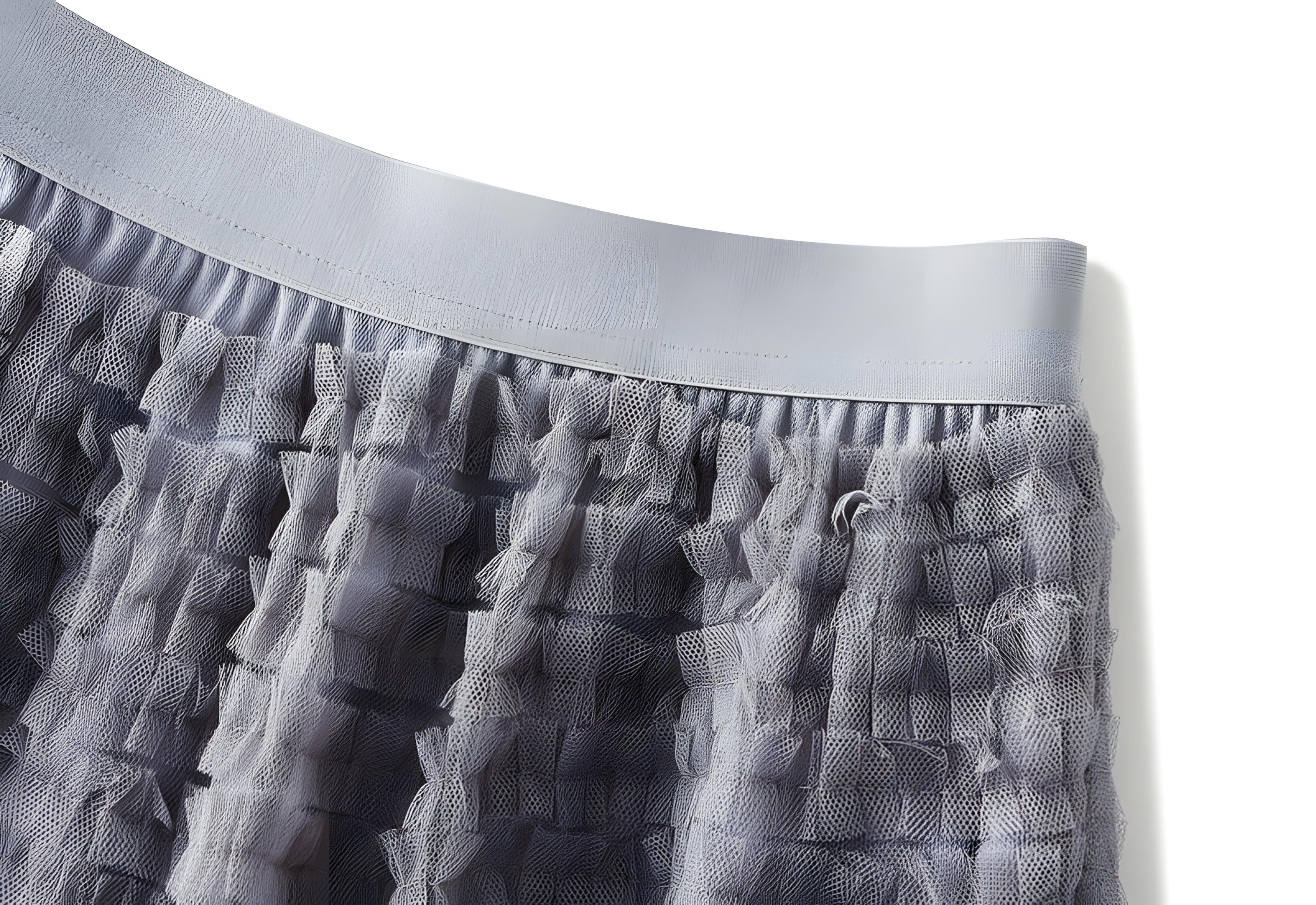 Heavy Mesh Gauze Multilayer Long Skirt With Satin Lining - 2210_GREY