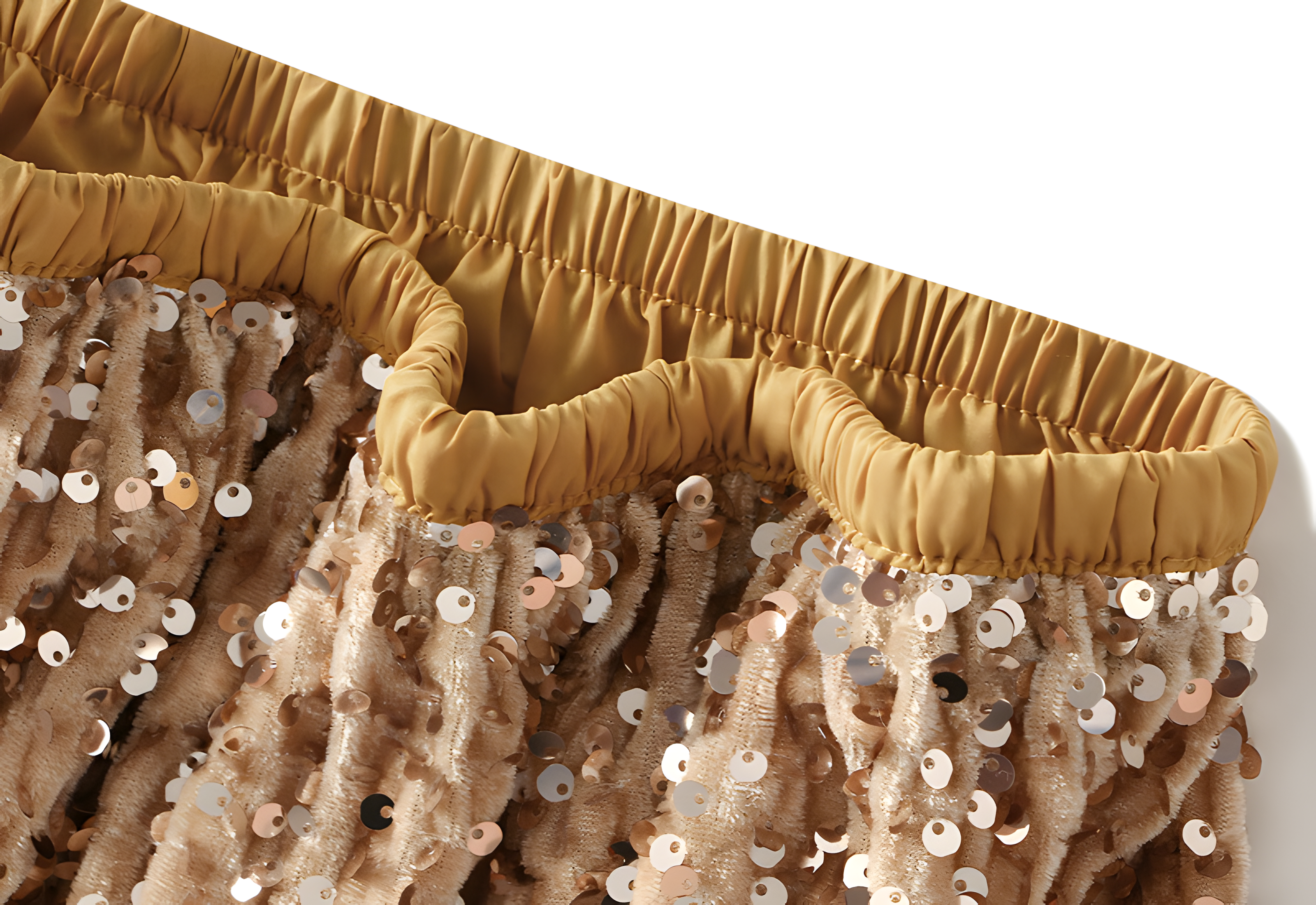 Heavy Sequinned Hip Skirt With Back Slit - D8035_YELLOW