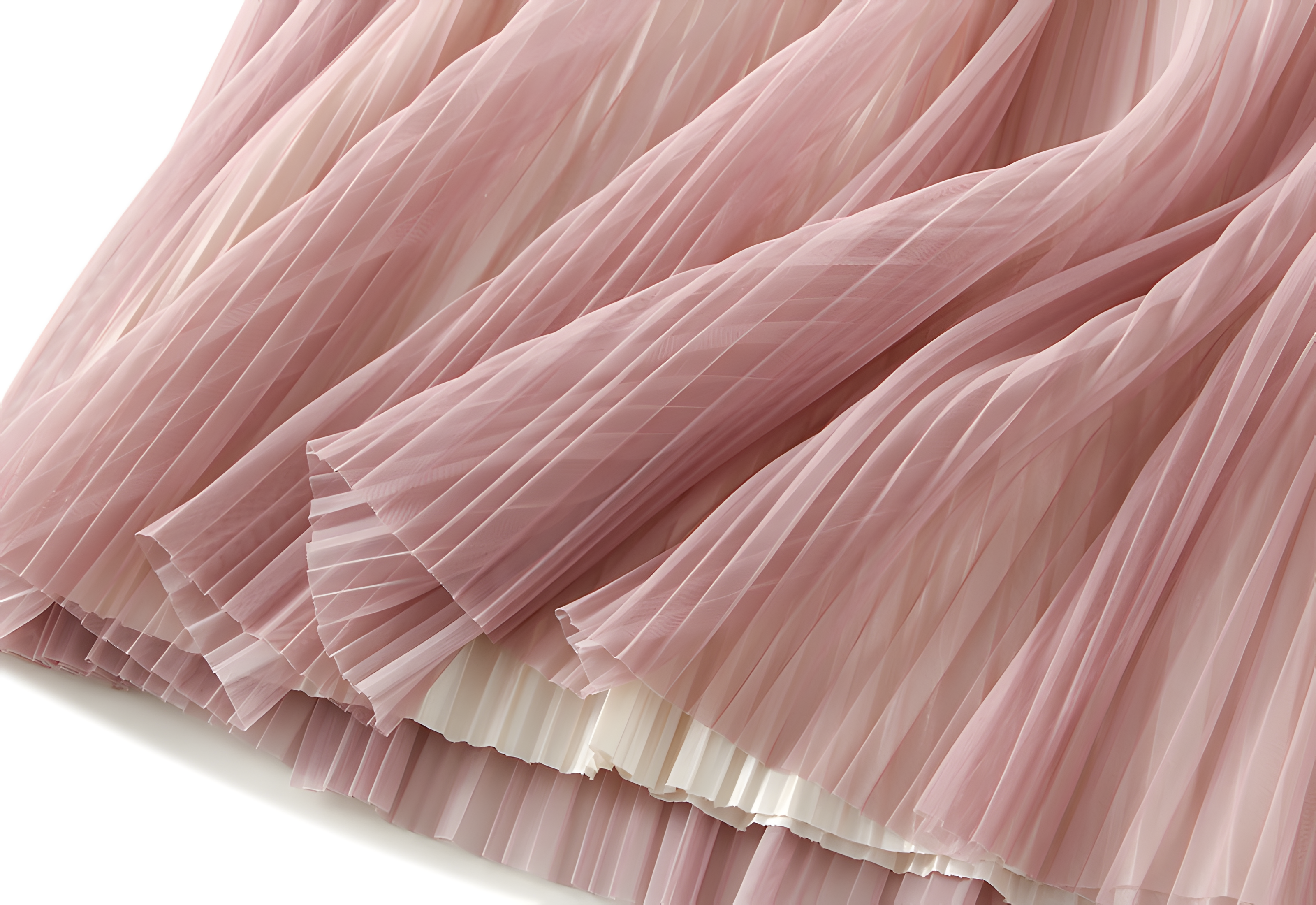 Elegant Luxury Gradient Multilayer A-Line Mesh Skirt - 0872_PINK
