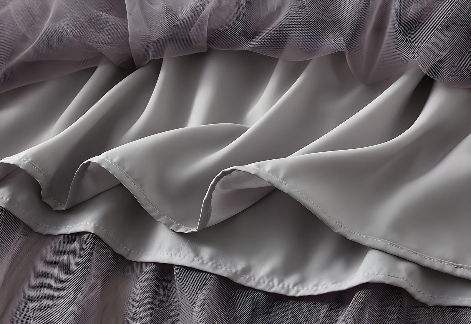 Multilayer Ripple Self Design A-Line Skirt	- J895_GRAY