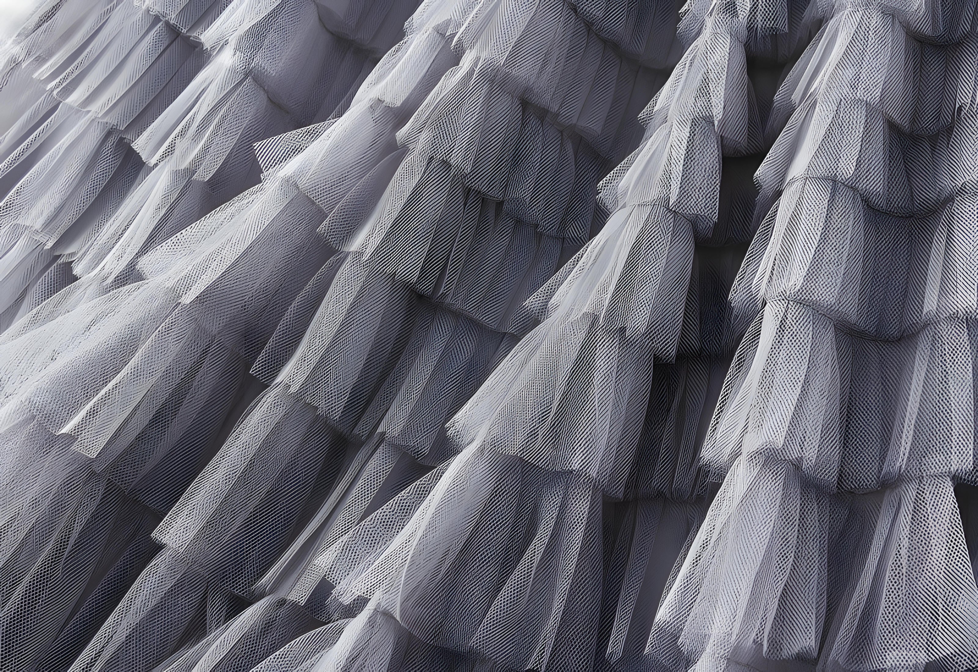 Heavy Mesh Gauze Multilayer Long Skirt With Satin Lining - 2210_GREY