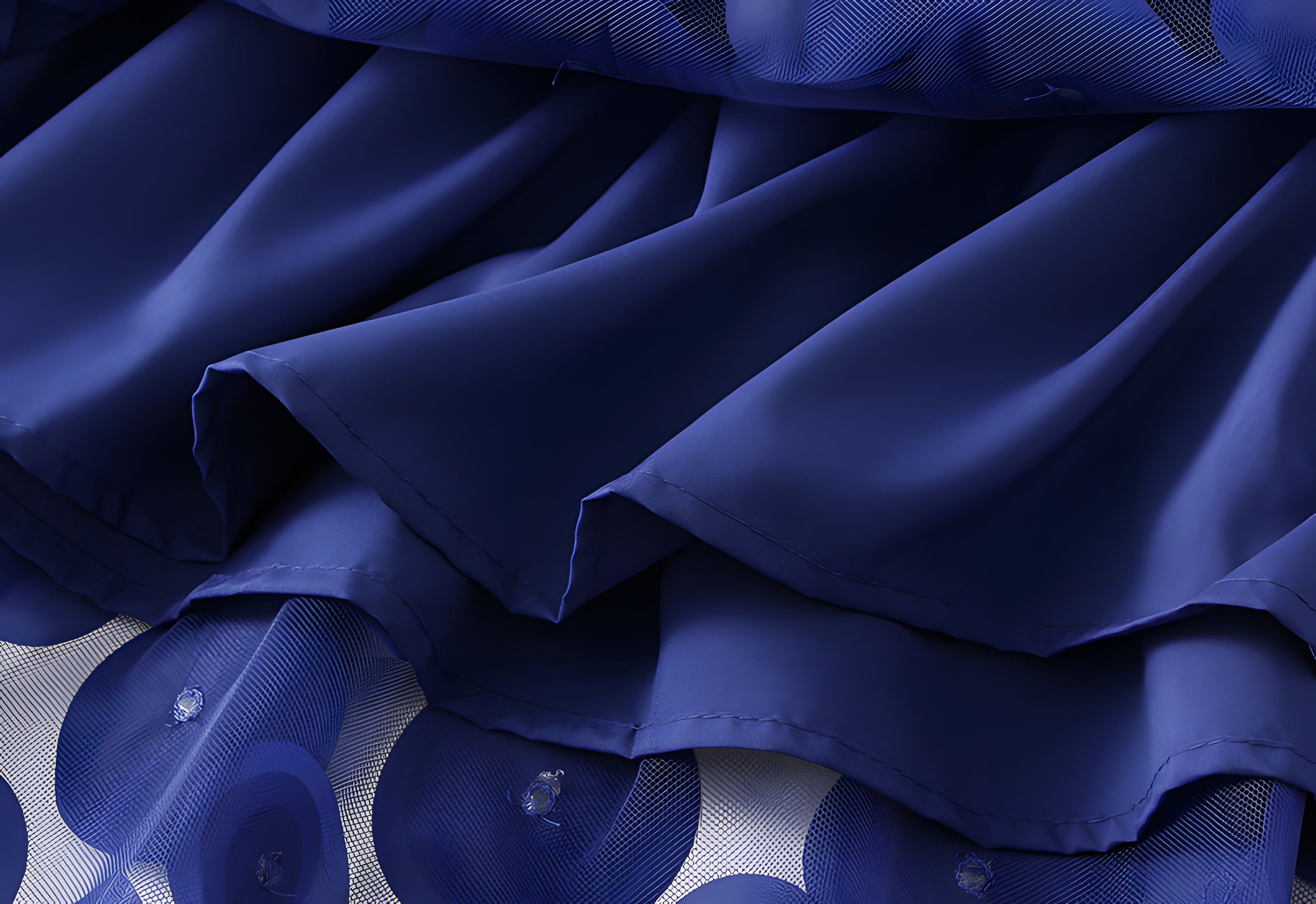 Polka Dot Hepburn Style Umbrella Mesh Skirt - 0931_SAPPHIRE