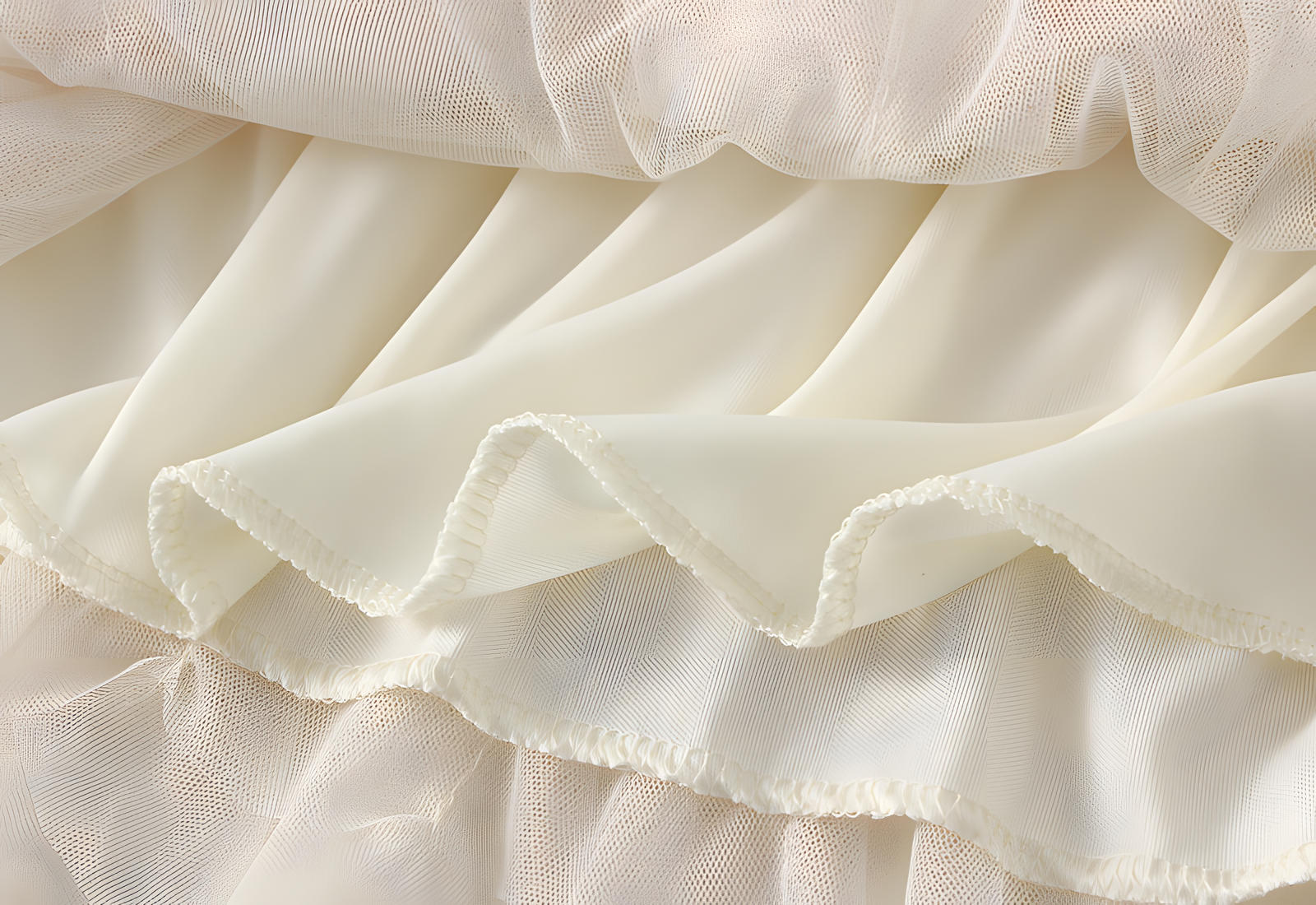 Mesh Gauze Vertical Ripples Short Skirt With Satin Lining - 1682_APRICOT