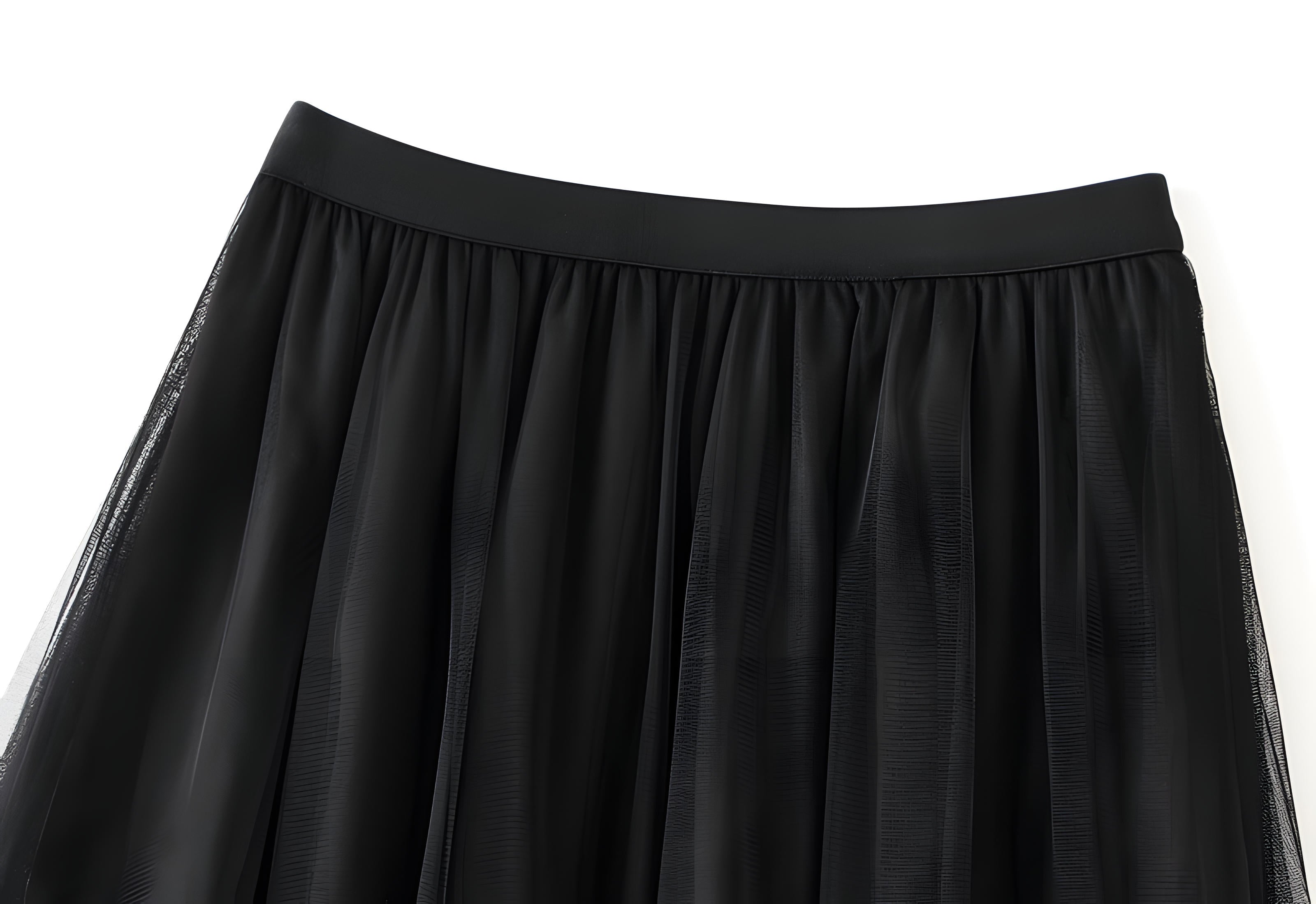 Extra large Hem Multilayer A-Line Mesh Skirt - 8023_BLACK