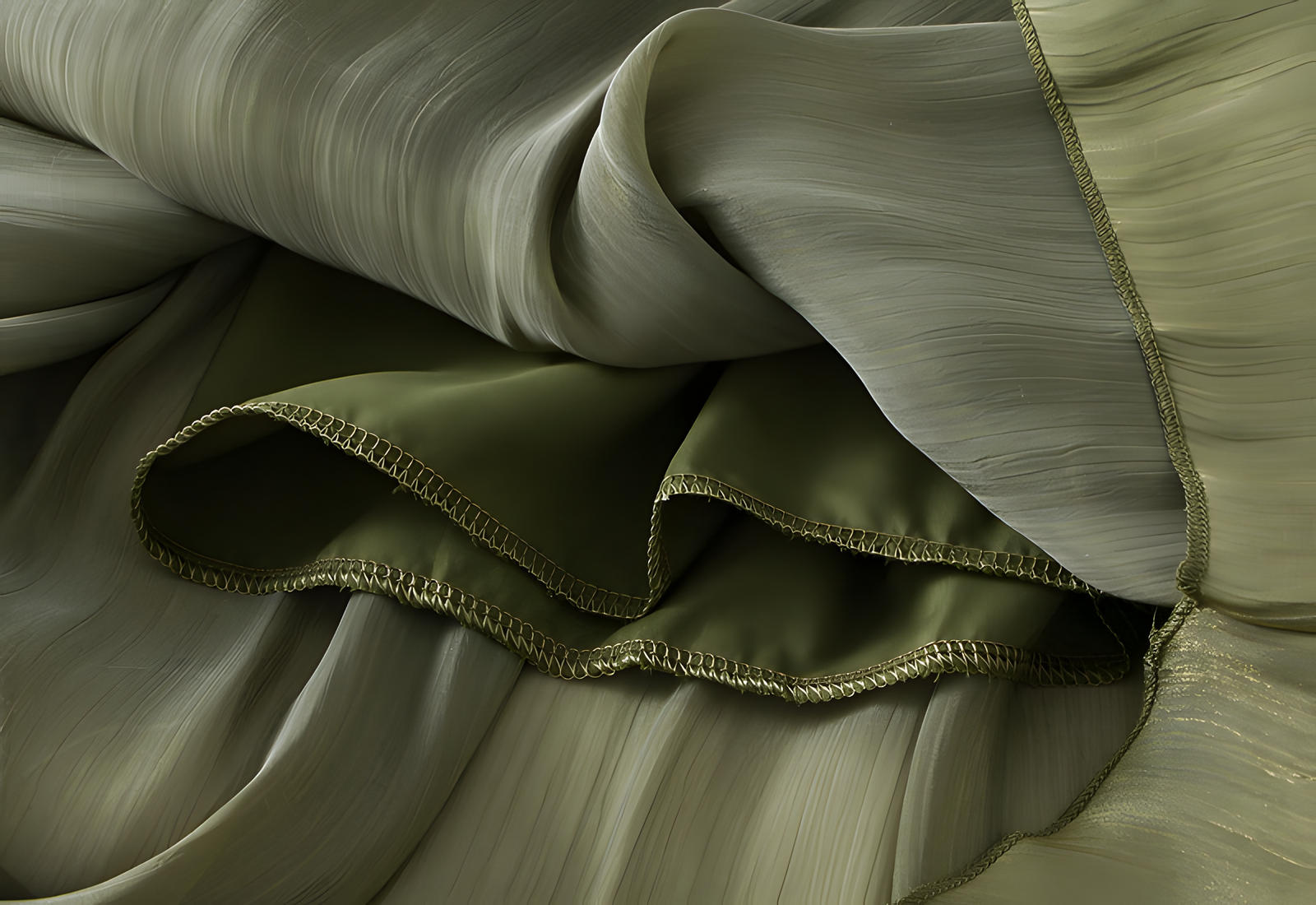 Pearlescent Lustre Wide Leg Skirt Pants - 6806_GREEN