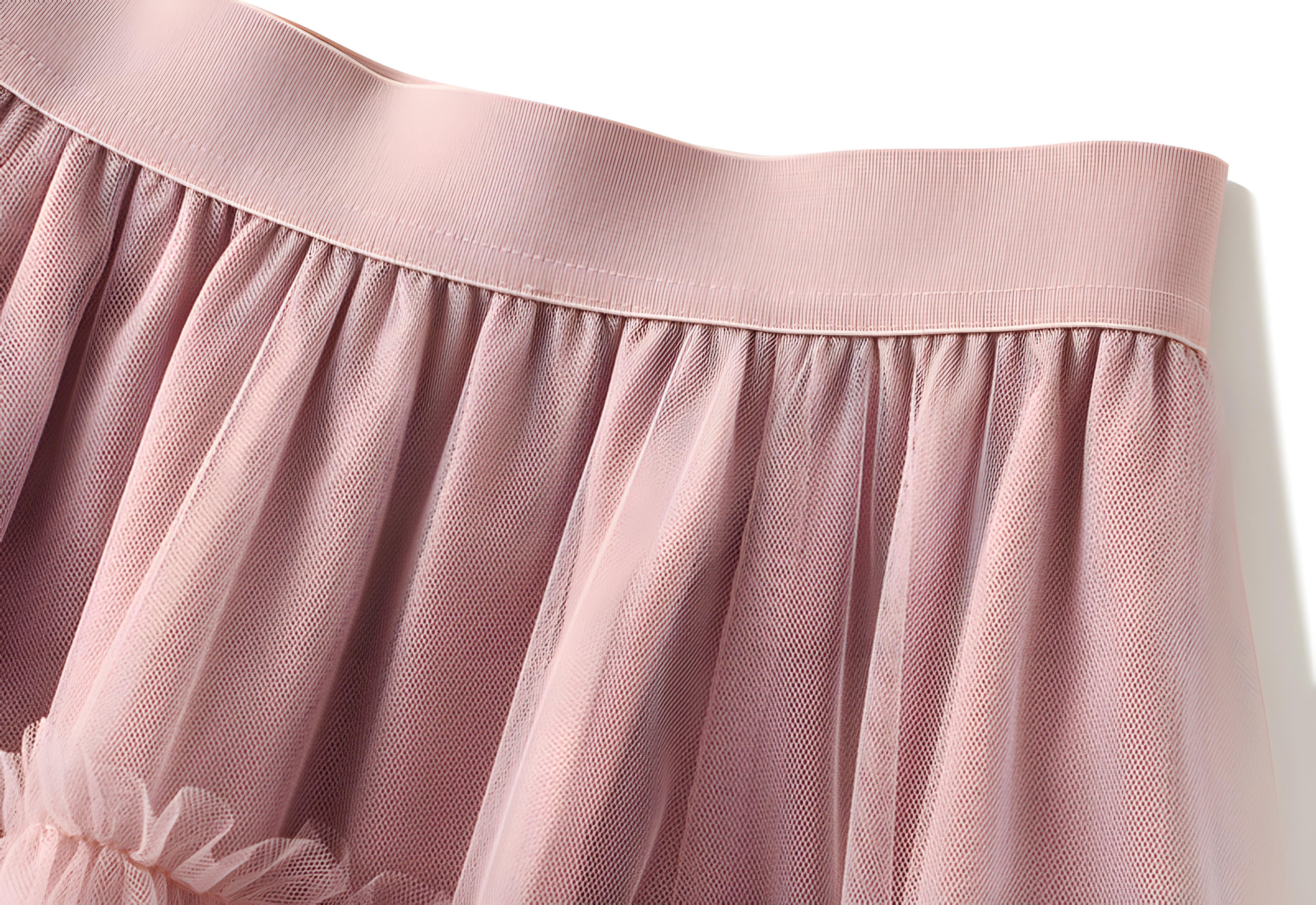Heavy Mesh Gauze Skirt With Satin Lining  - 1380_PINK