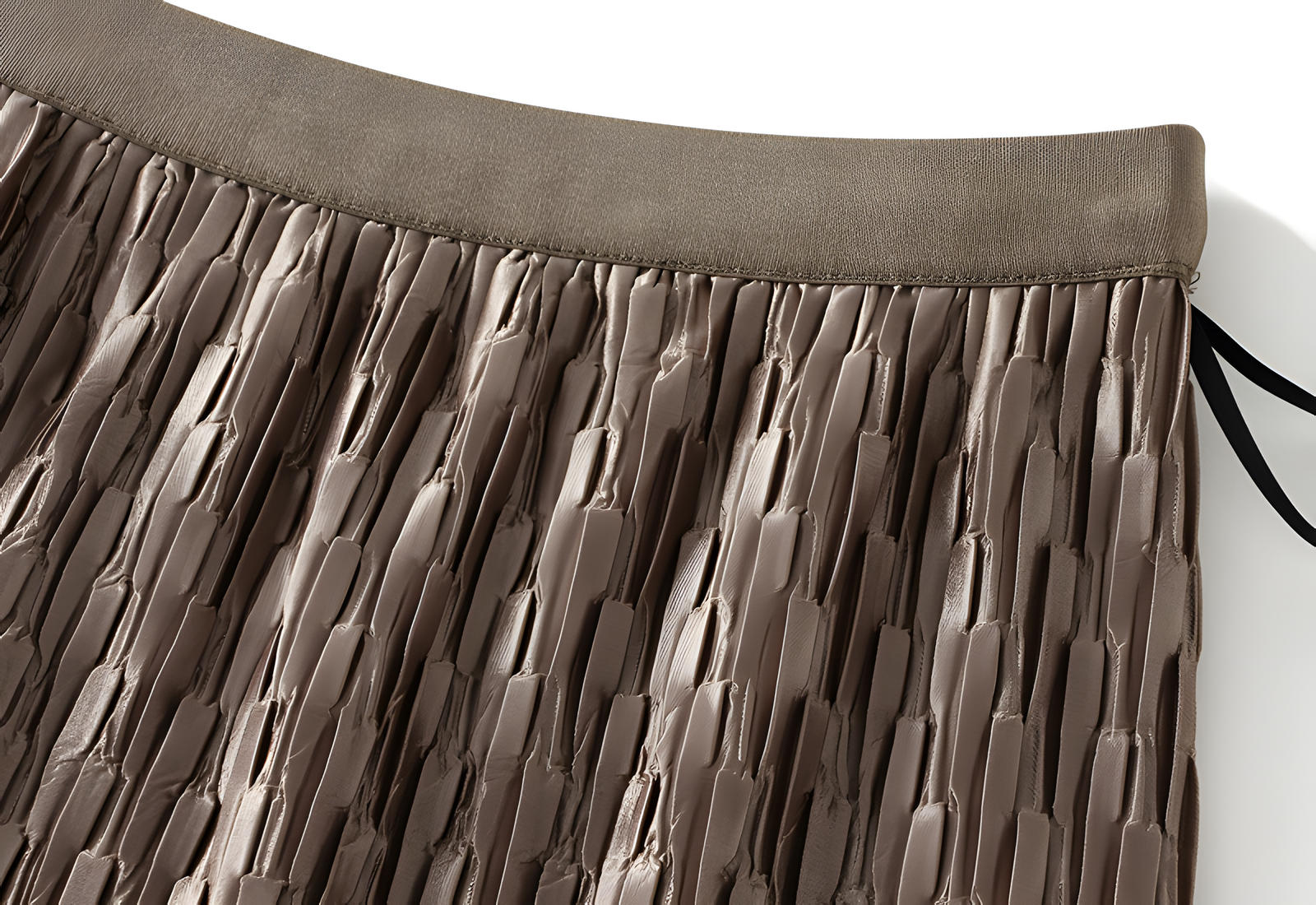 Mesh Multilayer Reversible Embossed Velvet Lining Skirt - 3613_KHAKI